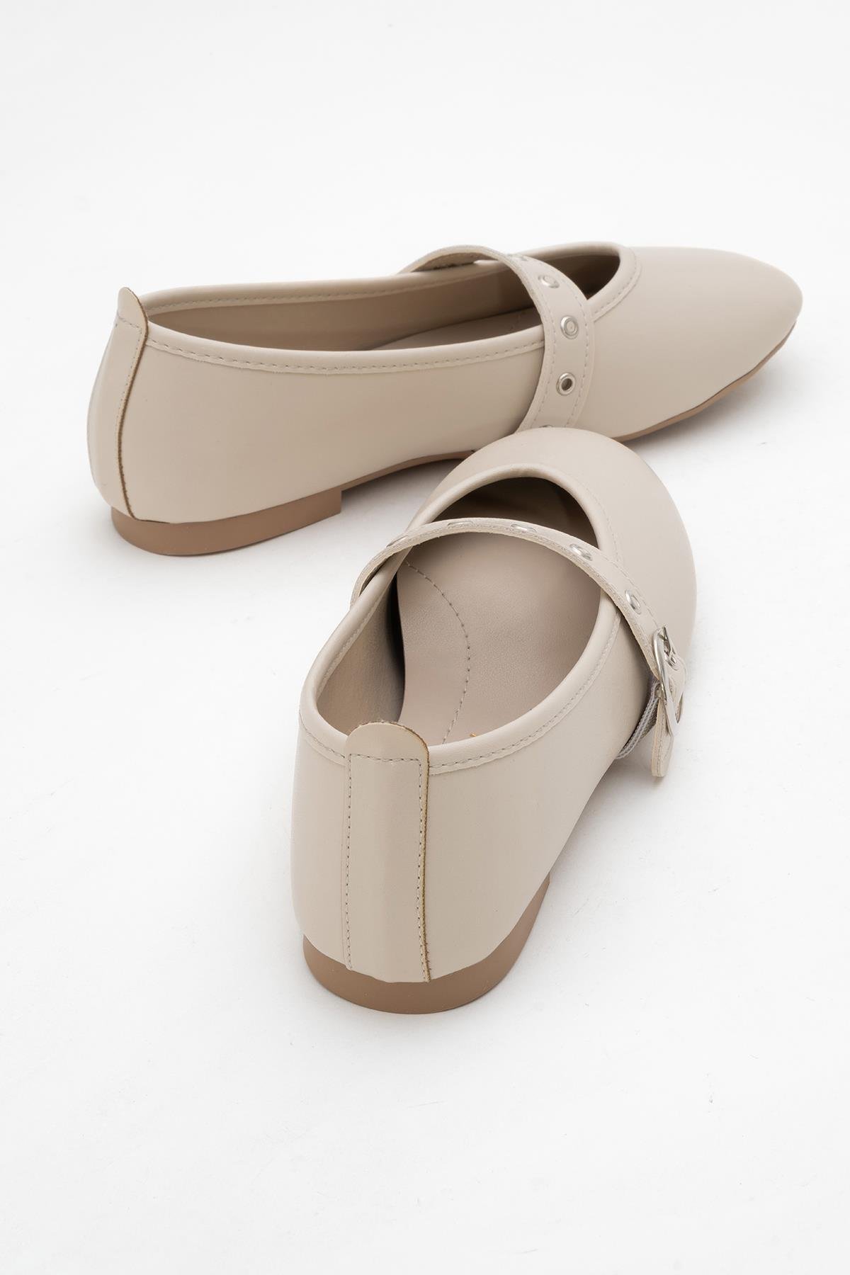 Kadın Tek Biyeli Tokalı Babet BEJ - Görsel 5