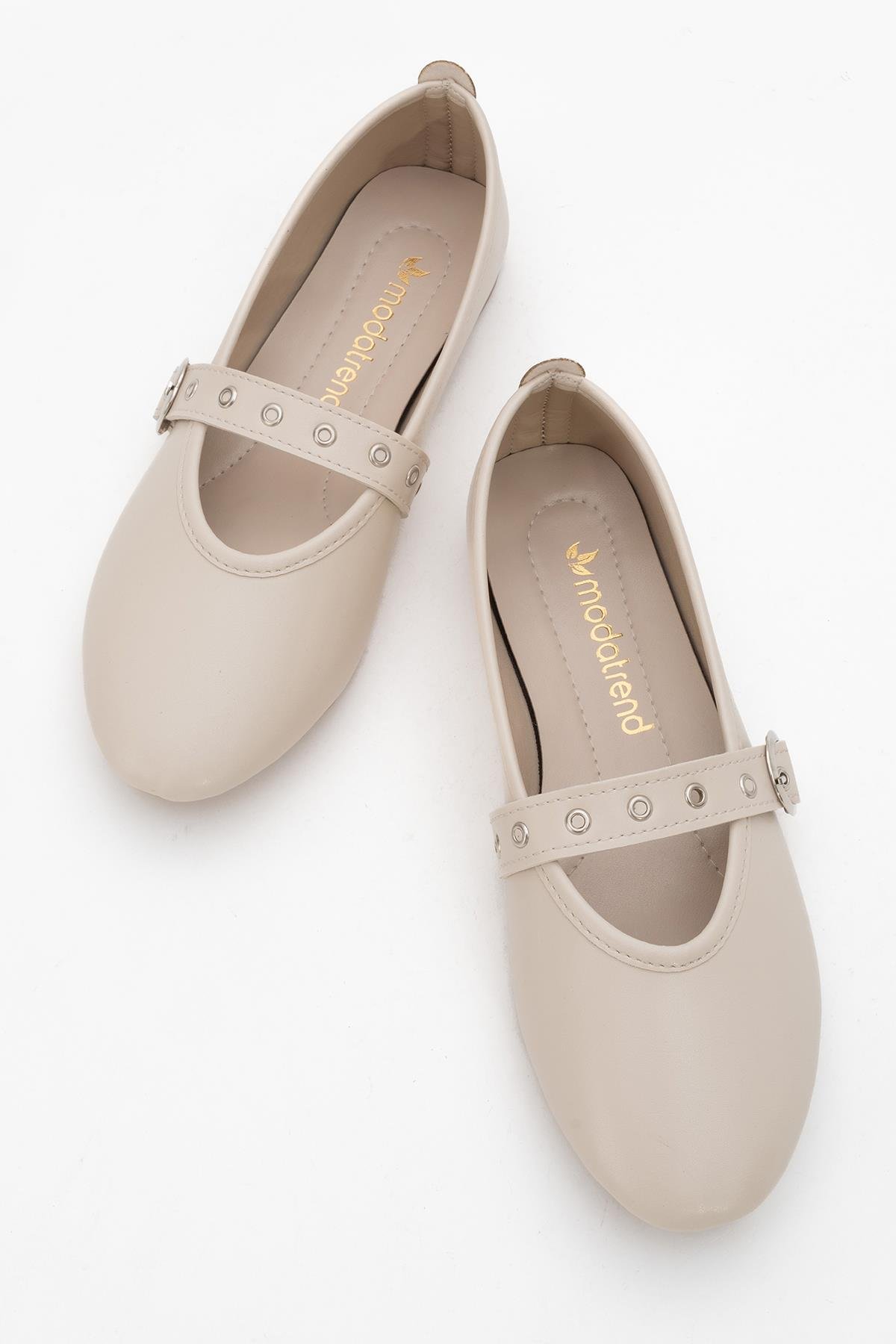 Kadın Tek Biyeli Tokalı Babet BEJ - Görsel 6