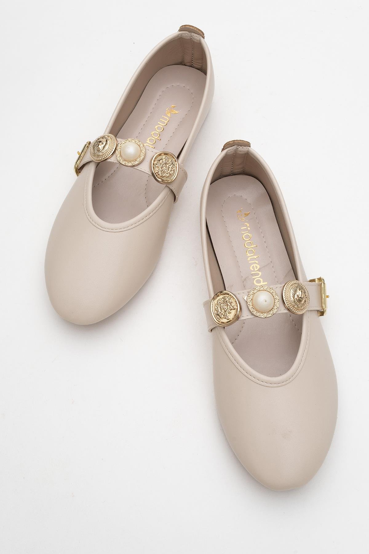 Kadın Kemerli Armalı Tek Biyeli Küt Burunlu Babet TEN - Görsel 6