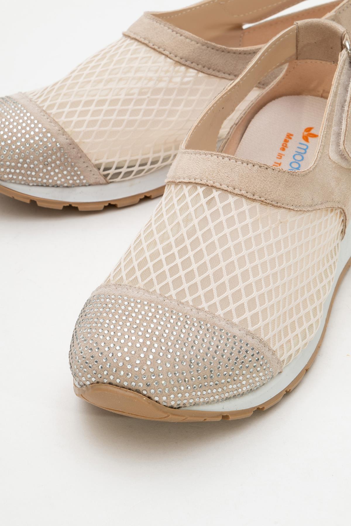 Kadın Triko Fileli Babet BEJ - Görsel 4