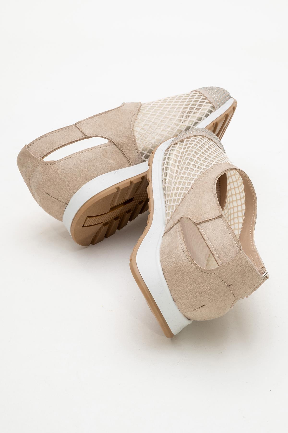 Kadın Triko Fileli Babet BEJ - Görsel 5