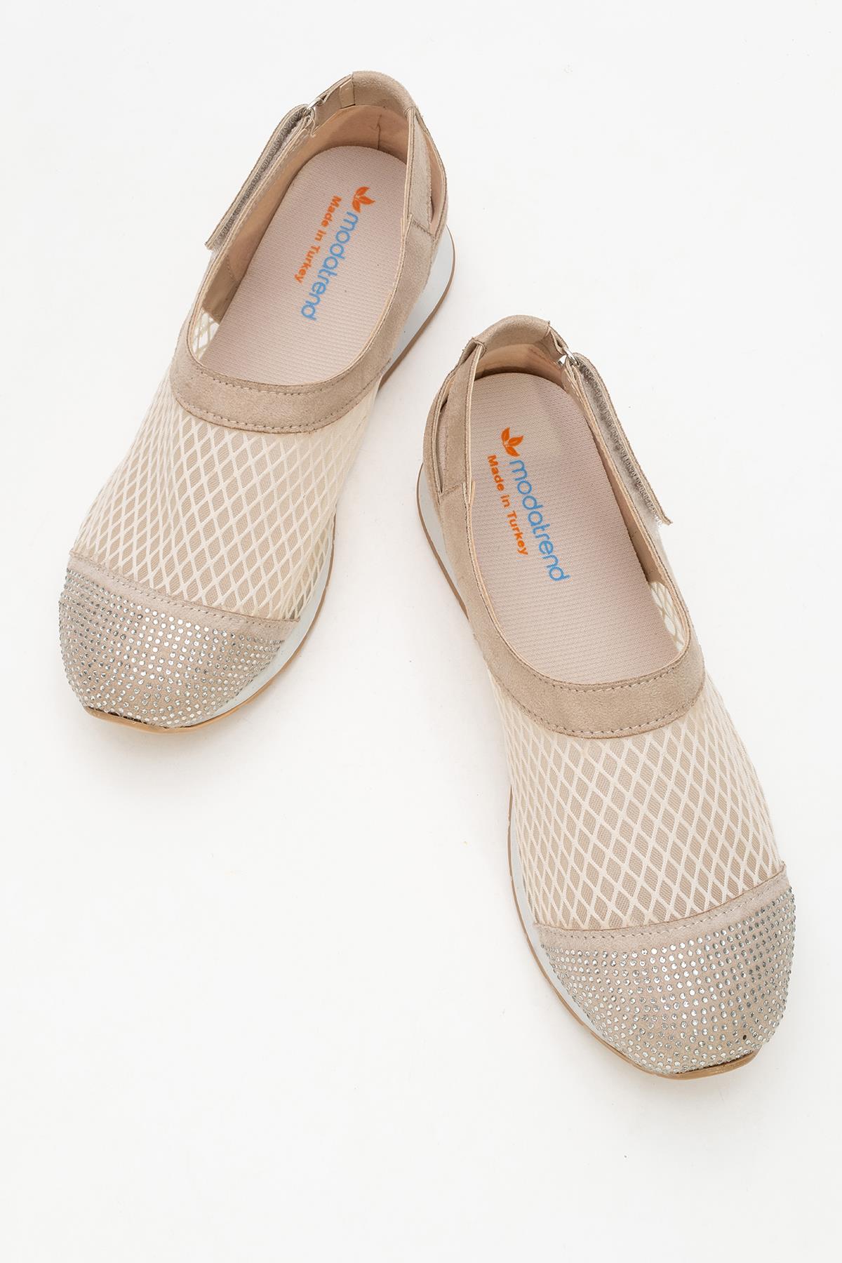 Kadın Triko Fileli Babet BEJ - Görsel 6