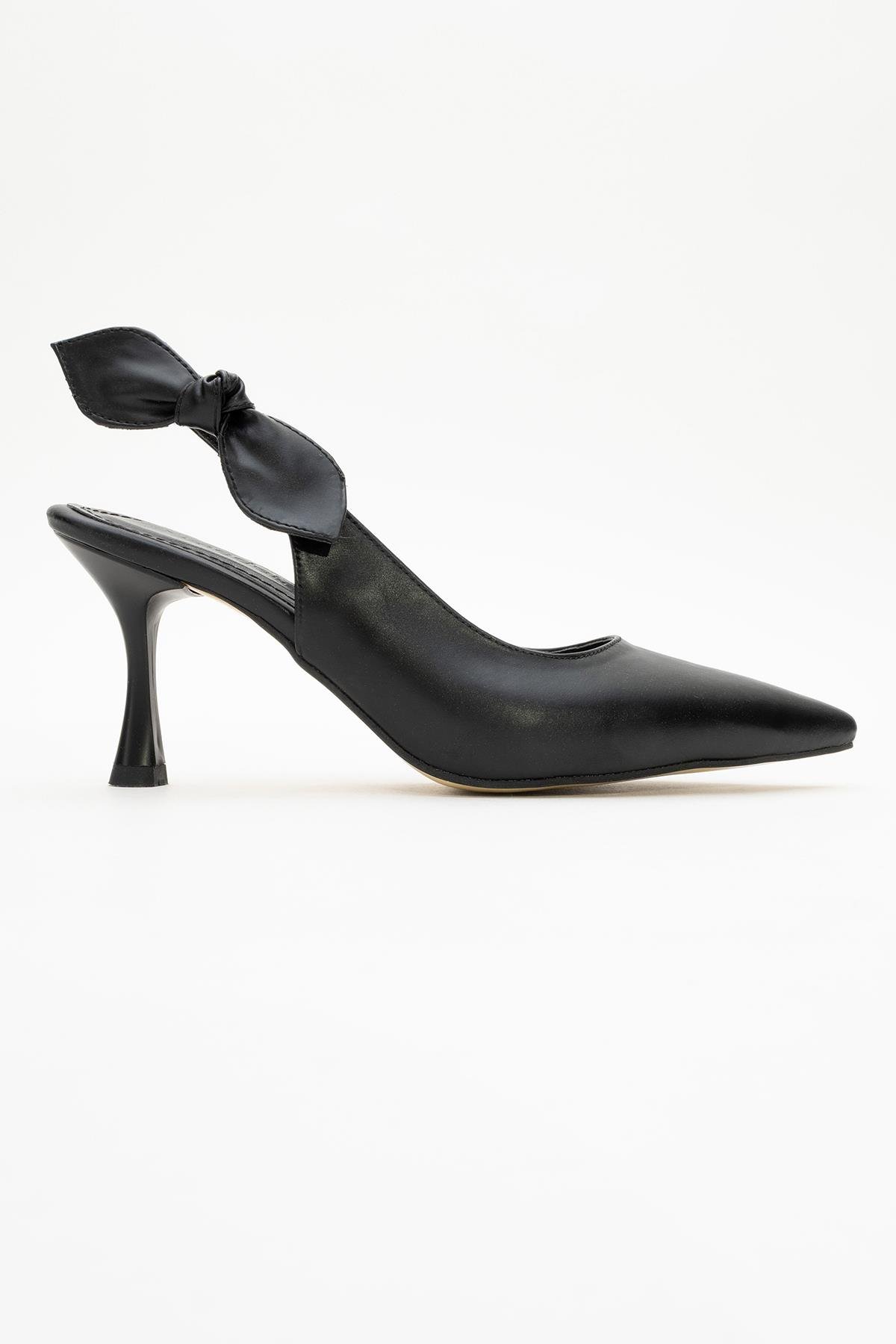 Kadın Fiyonklu Topuklu Ayakkabı SİYAH CİLT - Görsel 3