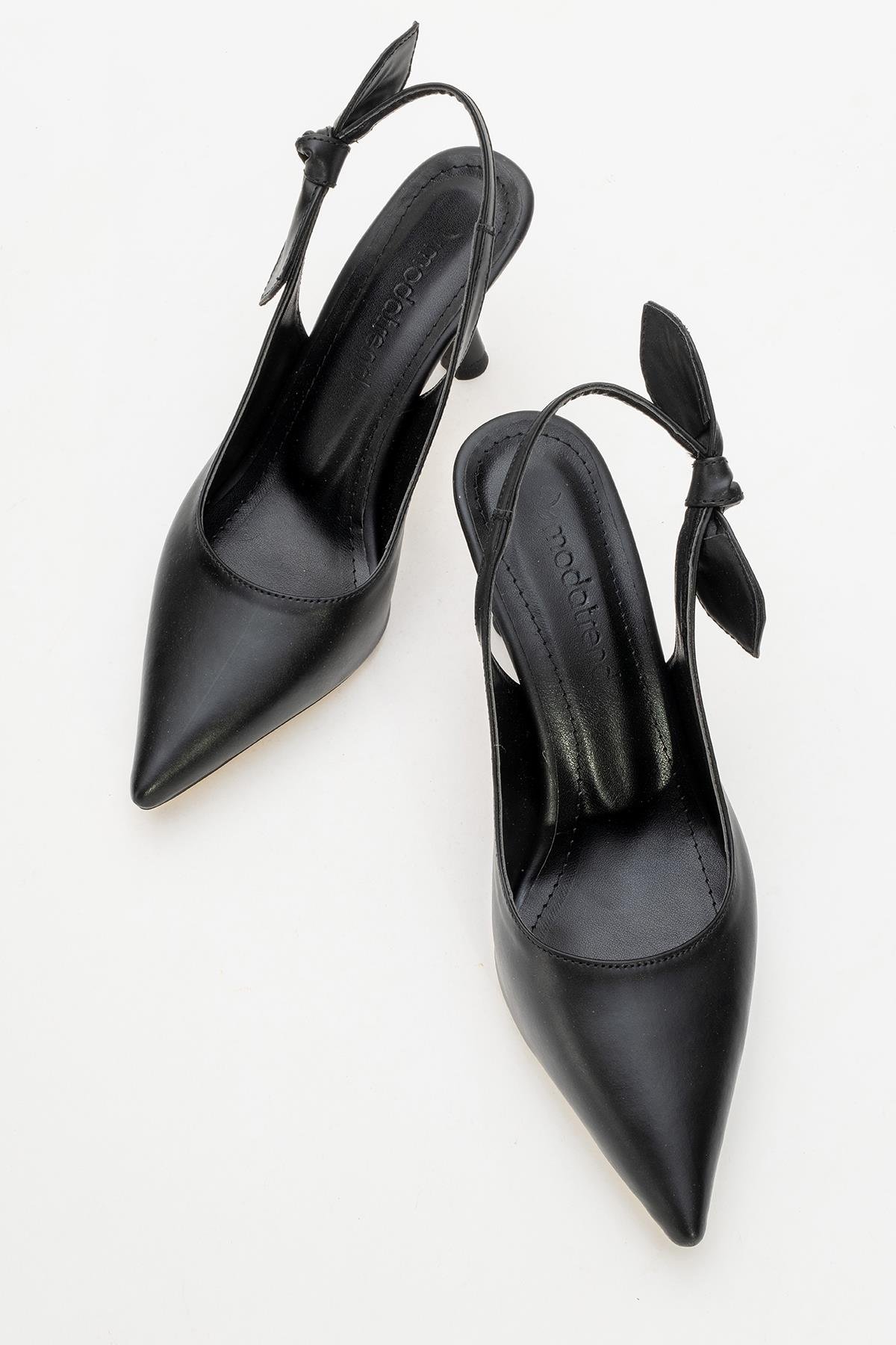 Kadın Fiyonklu Topuklu Ayakkabı SİYAH CİLT - Görsel 5