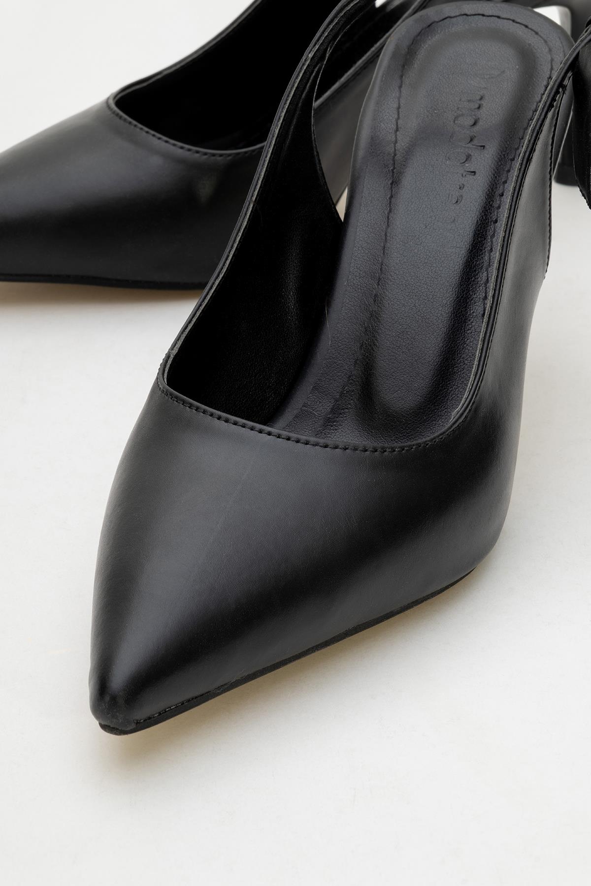 Kadın Fiyonklu Topuklu Ayakkabı SİYAH CİLT - Görsel 6