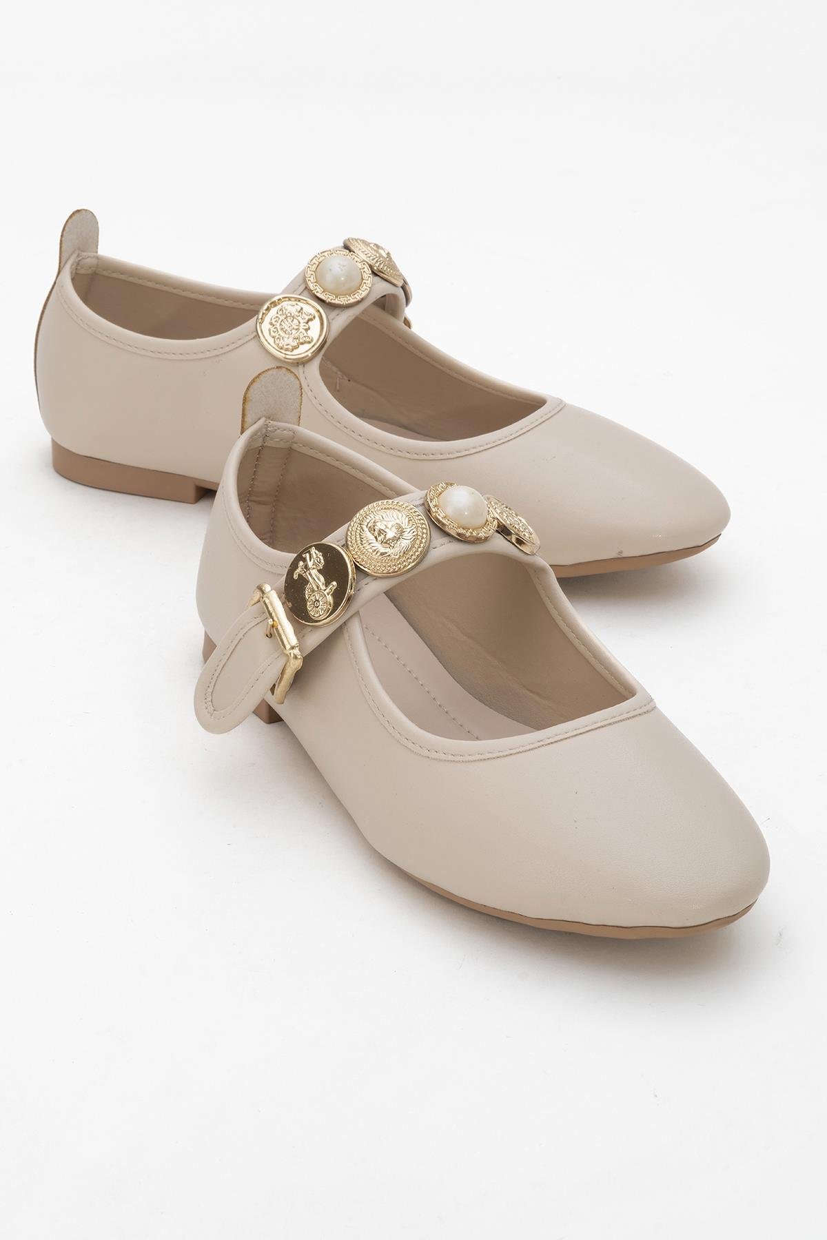 Kadın Kemerli Armalı Tek Biyeli Küt Burunlu Babet TEN - Görsel 2