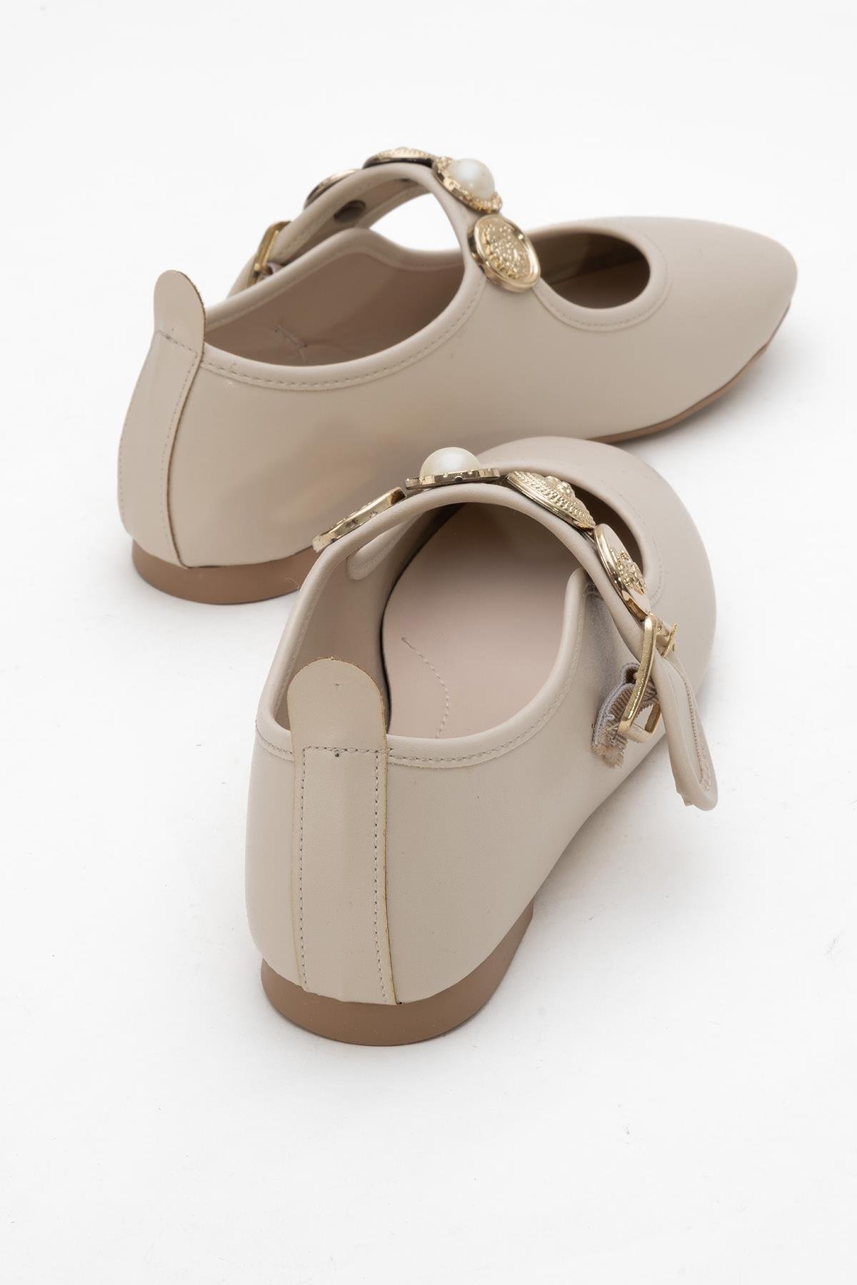 Kadın Kemerli Armalı Tek Biyeli Küt Burunlu Babet TEN - Görsel 5