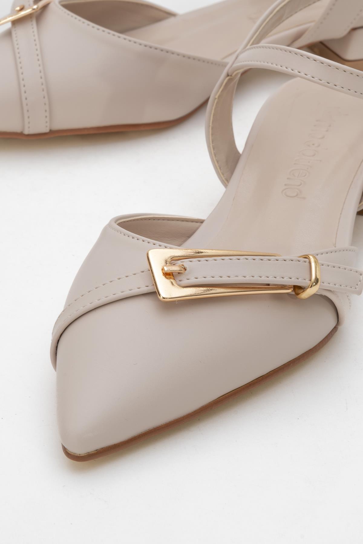 Kadın Tokalı Topuklu Sandalet TEN CİLT - Görsel 3