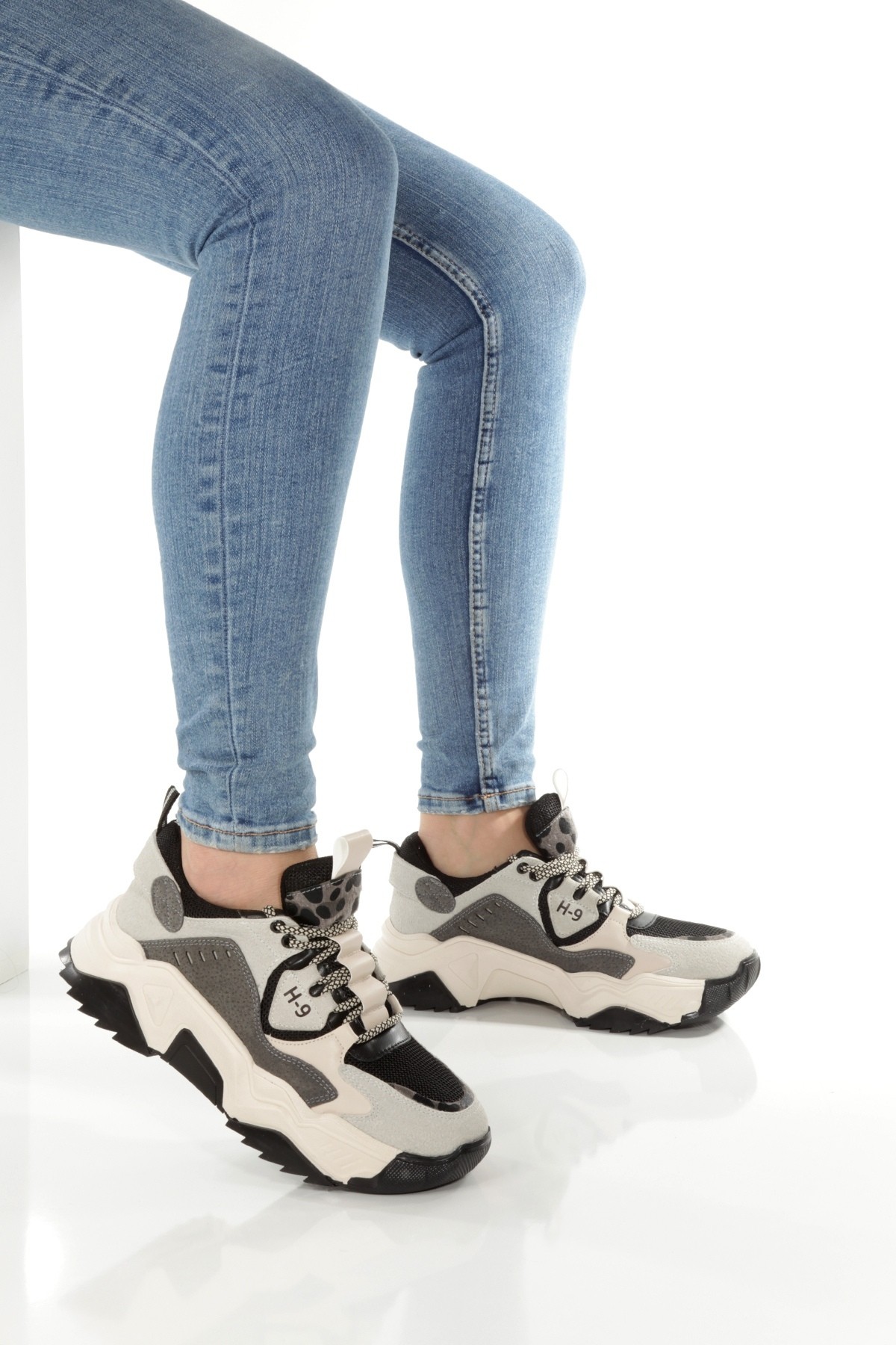 H9 Siyah Gri Sneaker Günlük Spor Ayakkabı - Görsel 4