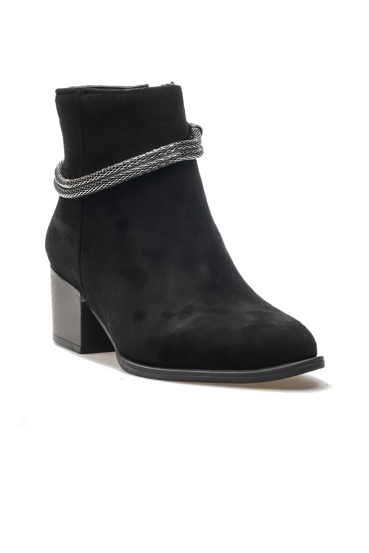 Kadın Hakiki Deri Toka Detaylı Klasik Günlük Bot 24k D24kb-4135 Z Siyah Nubuk - Görsel 5