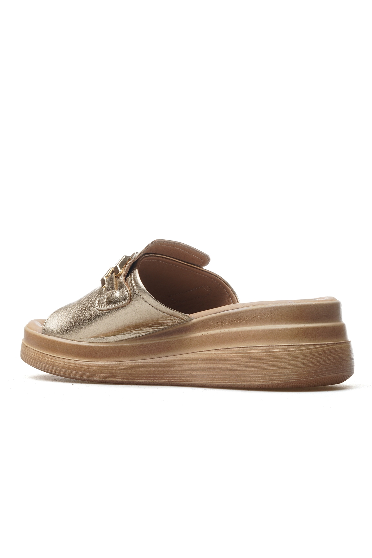 Kadın Hakiki Deri Toka Detaylı Günlük Terlik 25y 2409915y Z Altın - Görsel 4