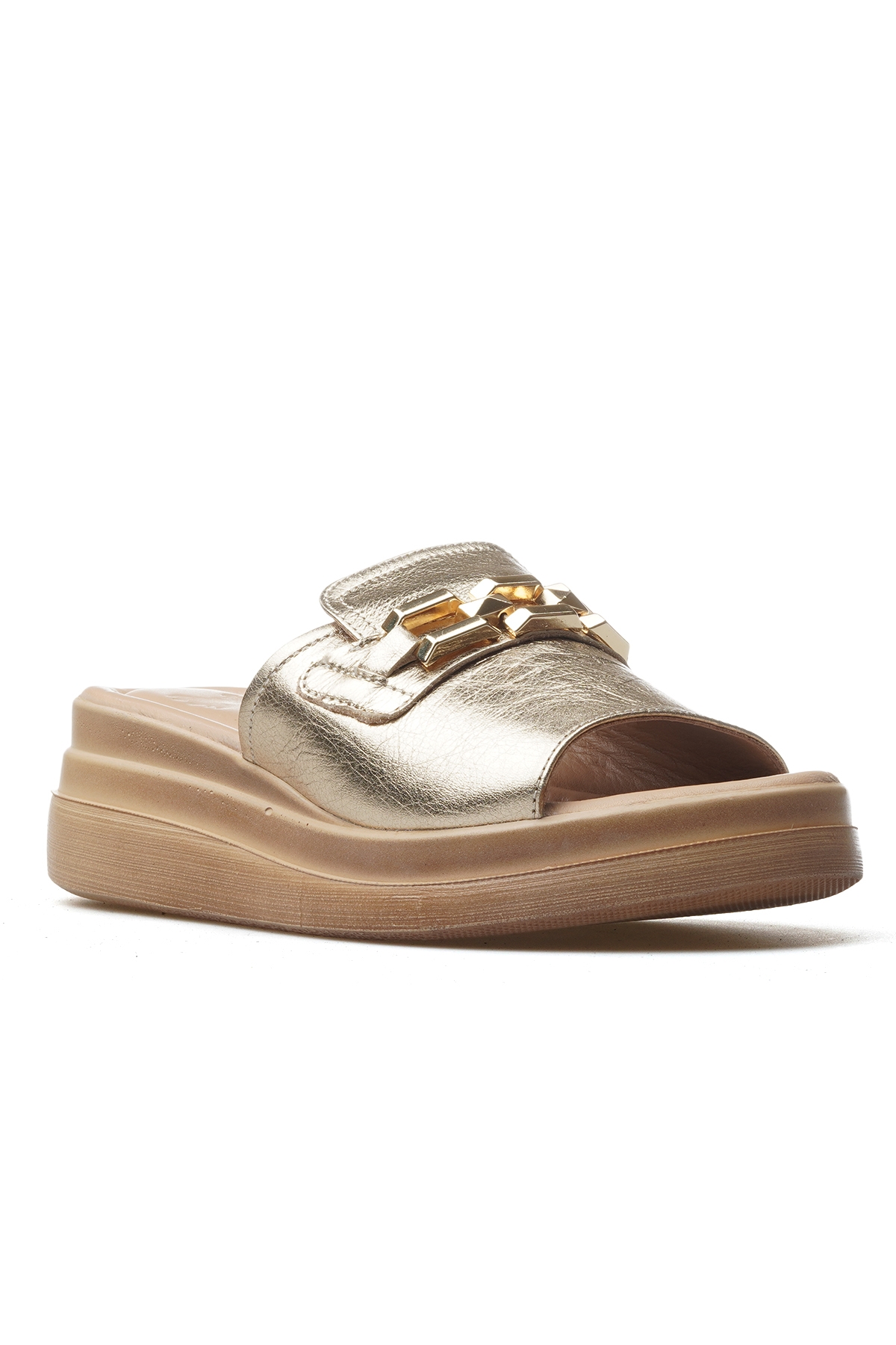 Kadın Hakiki Deri Toka Detaylı Günlük Terlik 25y 2409915y Z Altın - Görsel 5