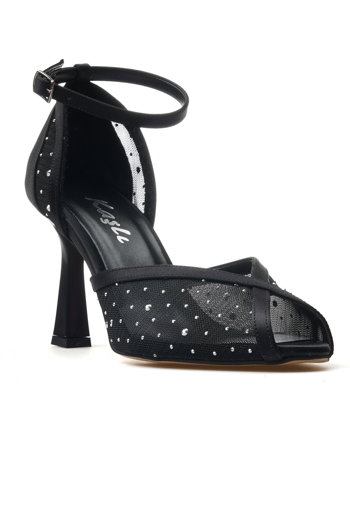 Kadın Taş Detaylı İnce Topuklu Ayakkabı 25y Ykşk-8506 Z Siyah - Görsel 5