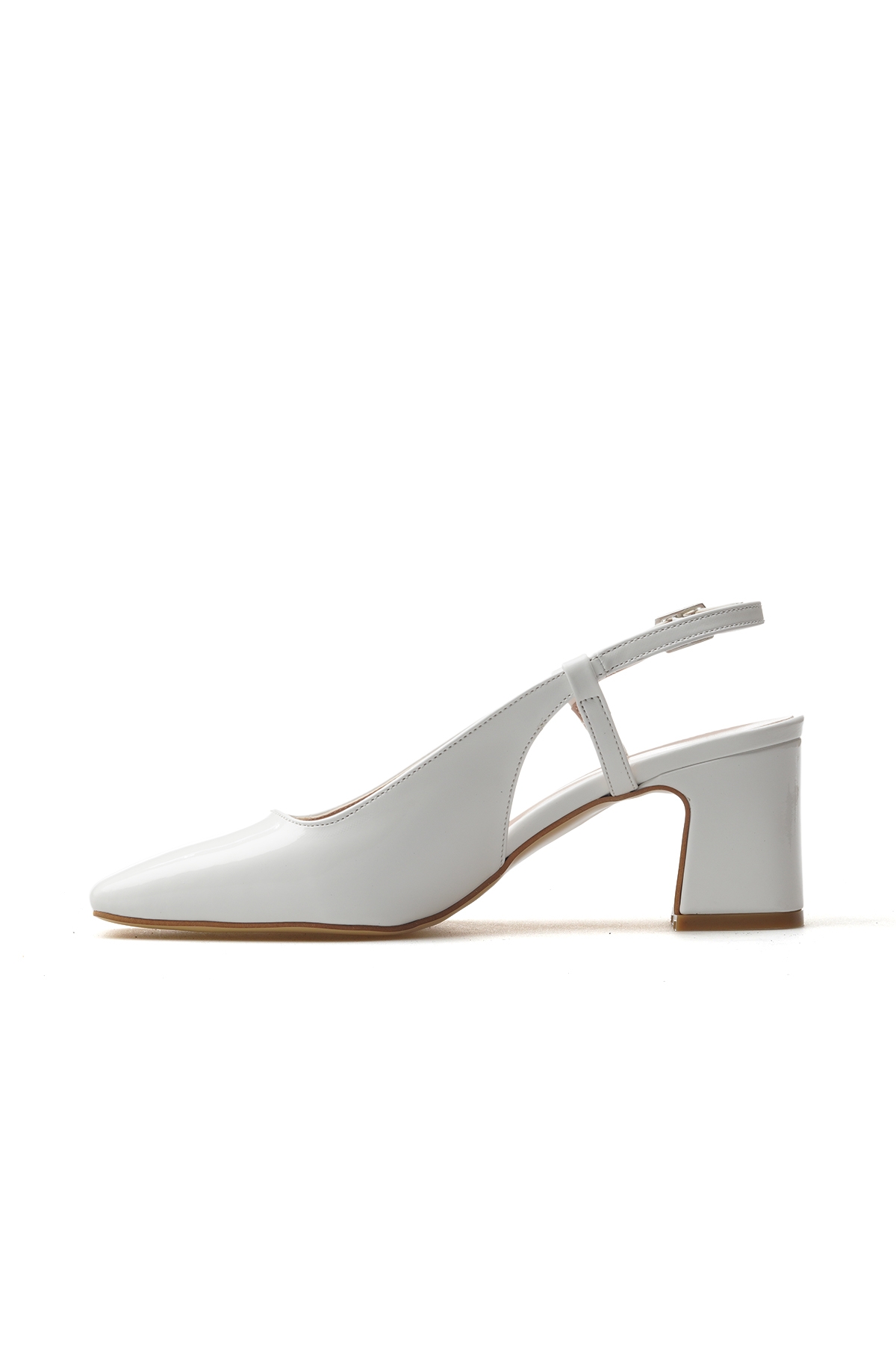 Kadın Kalın Topuklu Günlük Ayakkabı 25y Ykşk-8342 Z Beyaz Rugan - Görsel 3