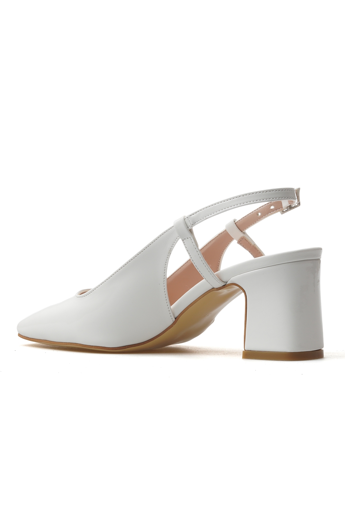 Kadın Kalın Topuklu Günlük Ayakkabı 25y Ykşk-8342 Z Beyaz Rugan - Görsel 4