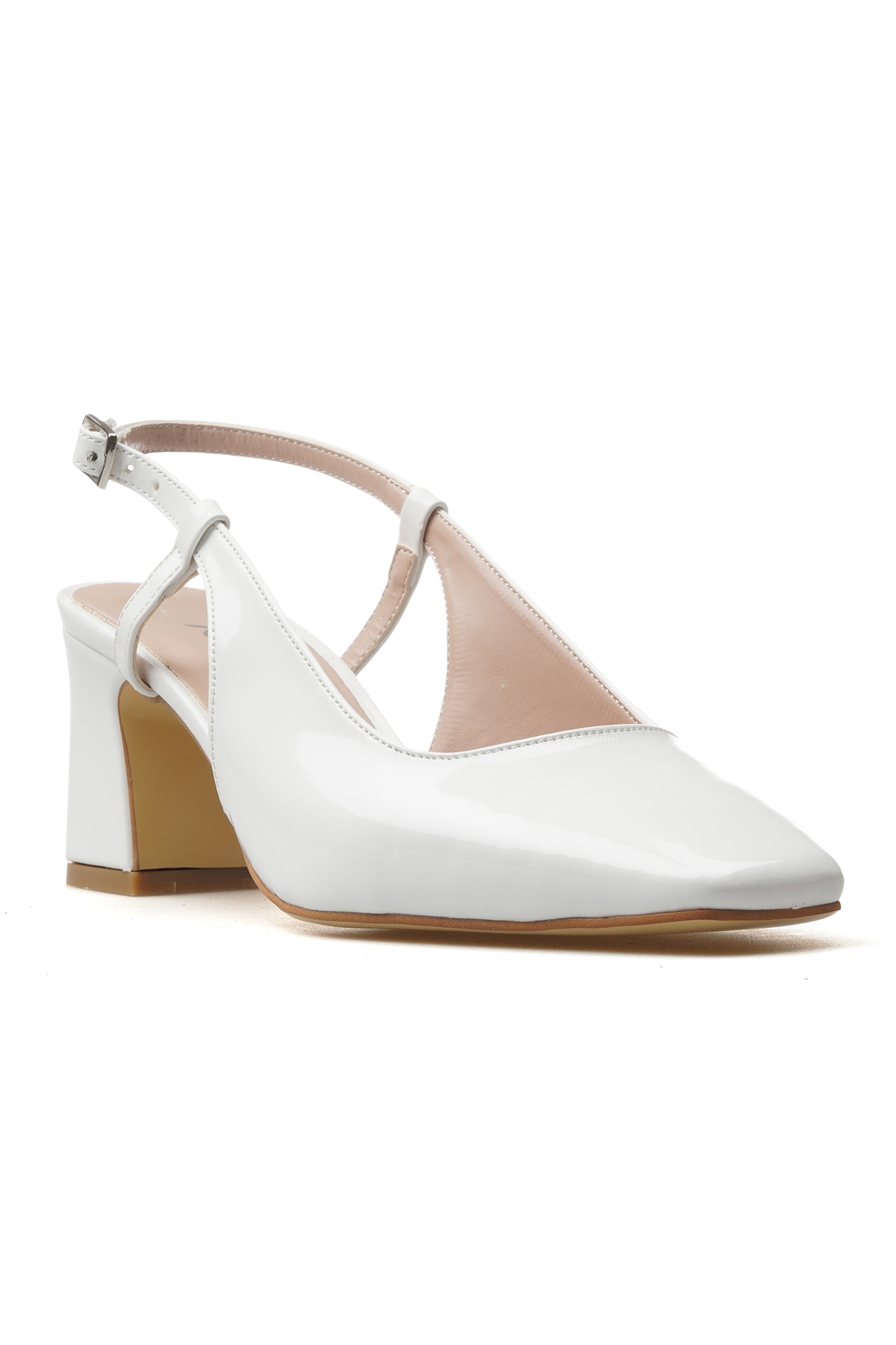 Kadın Kalın Topuklu Günlük Ayakkabı 25y Ykşk-8342 Z Beyaz Rugan - Görsel 5