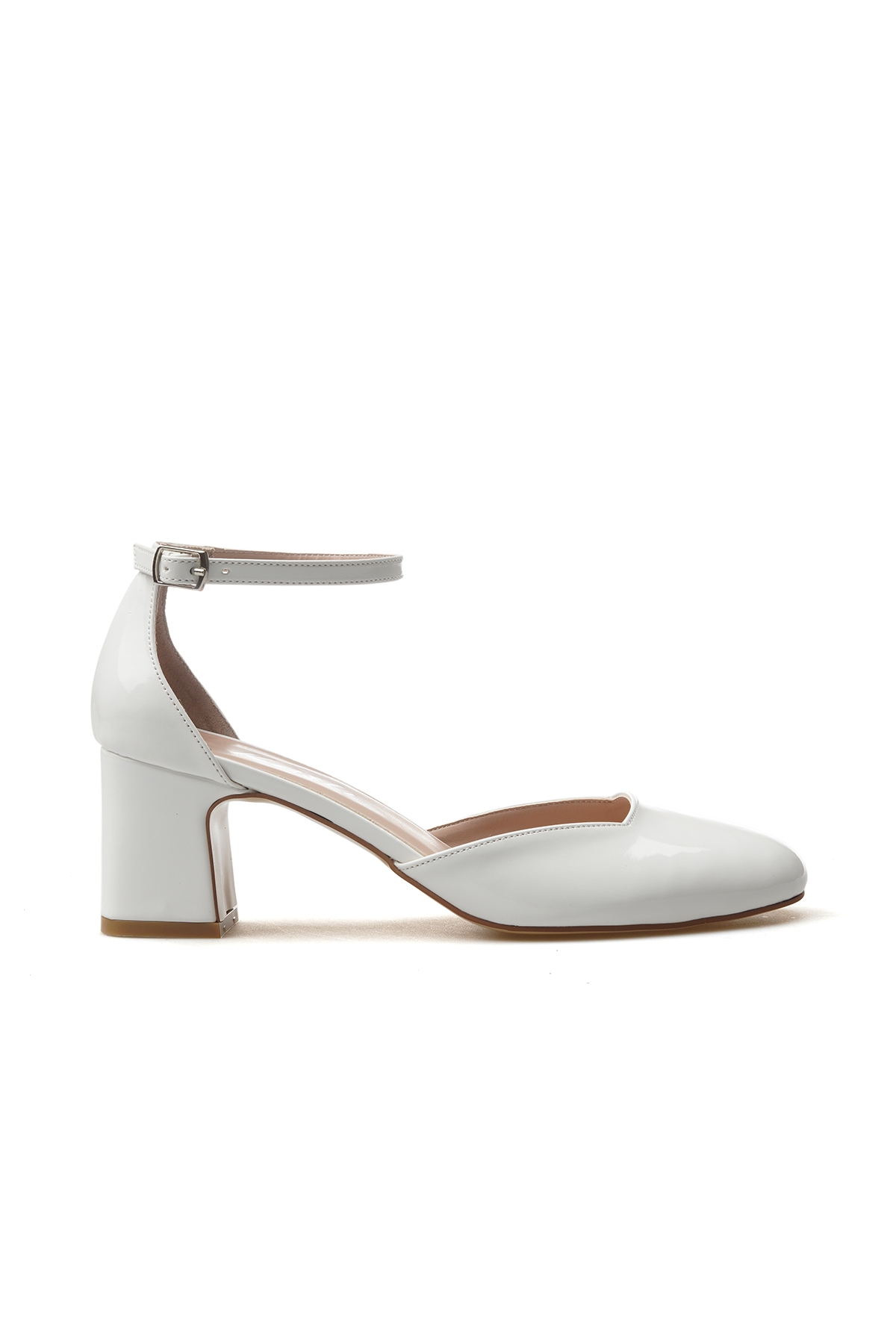 Kadın Kalın Topuklu Ayakkabı 25y Ykş.8355 Z Beyaz Rugan - Görsel 2