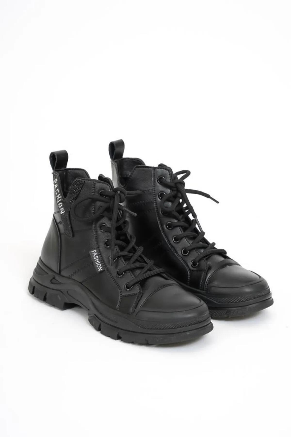 23K310-14 Kadın İçi Yünlü Kaymaz Taban Deri Bot - Görsel 5