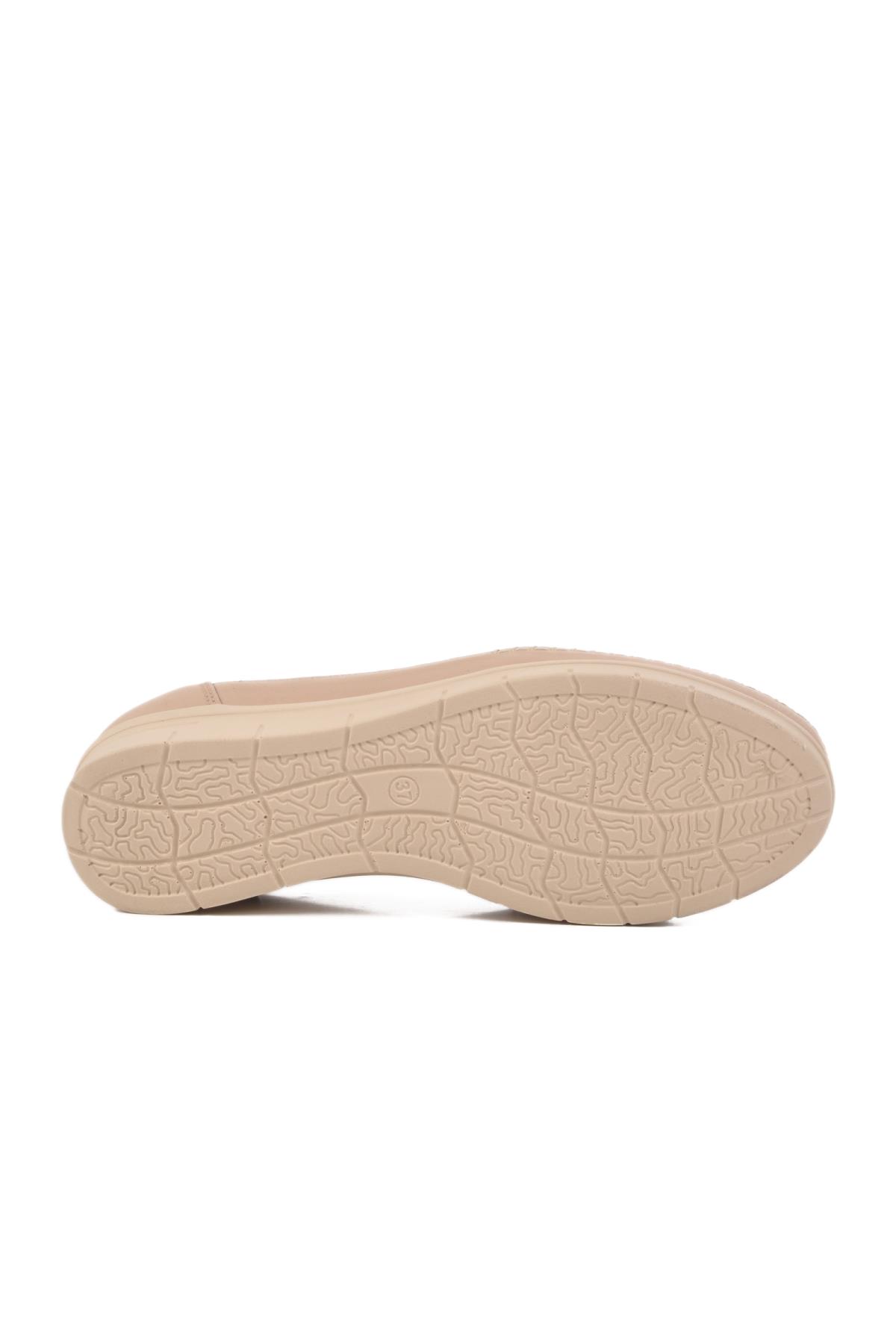 ,Krem Hakiki Deri Kadın Günlük Ayakkabı 664 Z - Görsel 6