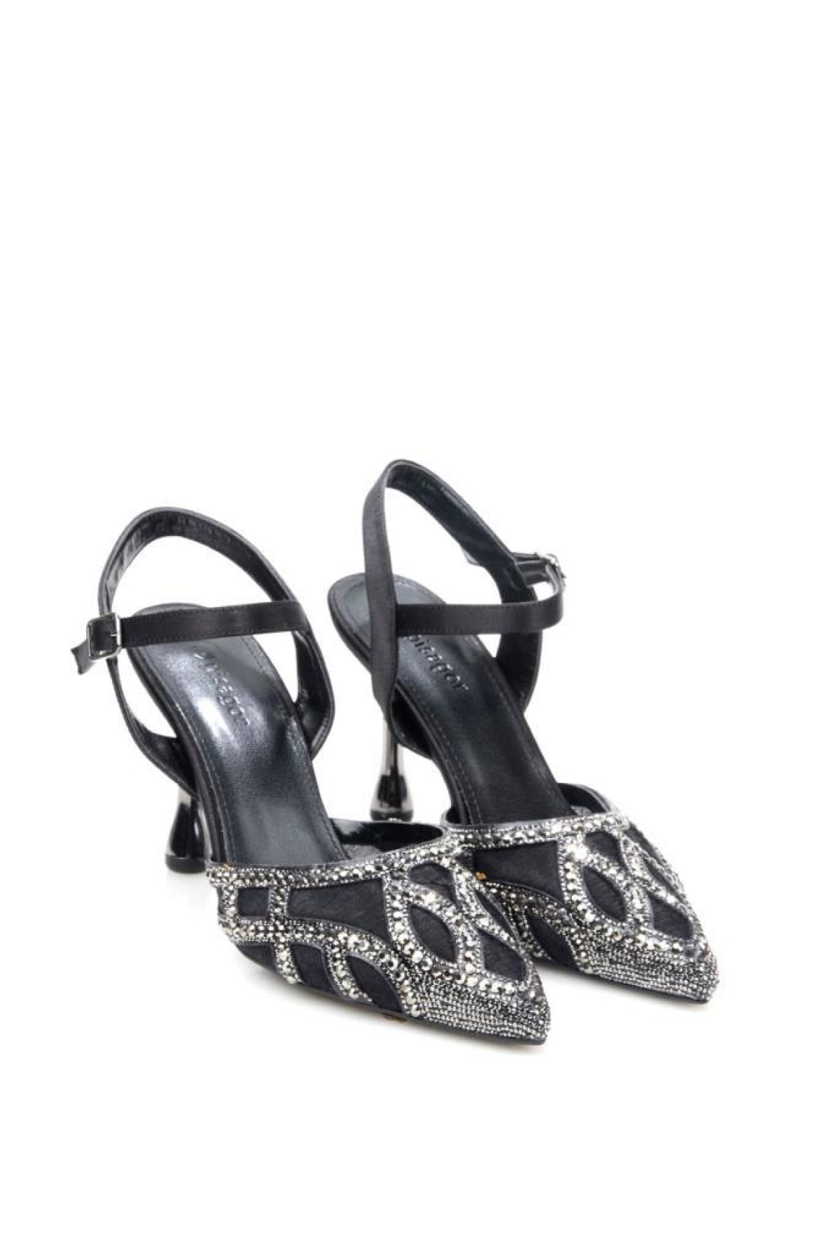 Pisagor Ps-33350 8,5 Cm Topuklu Kadın Taşlı Arkası Açık Stiletto Abiye Ayakkabı - Görsel 3