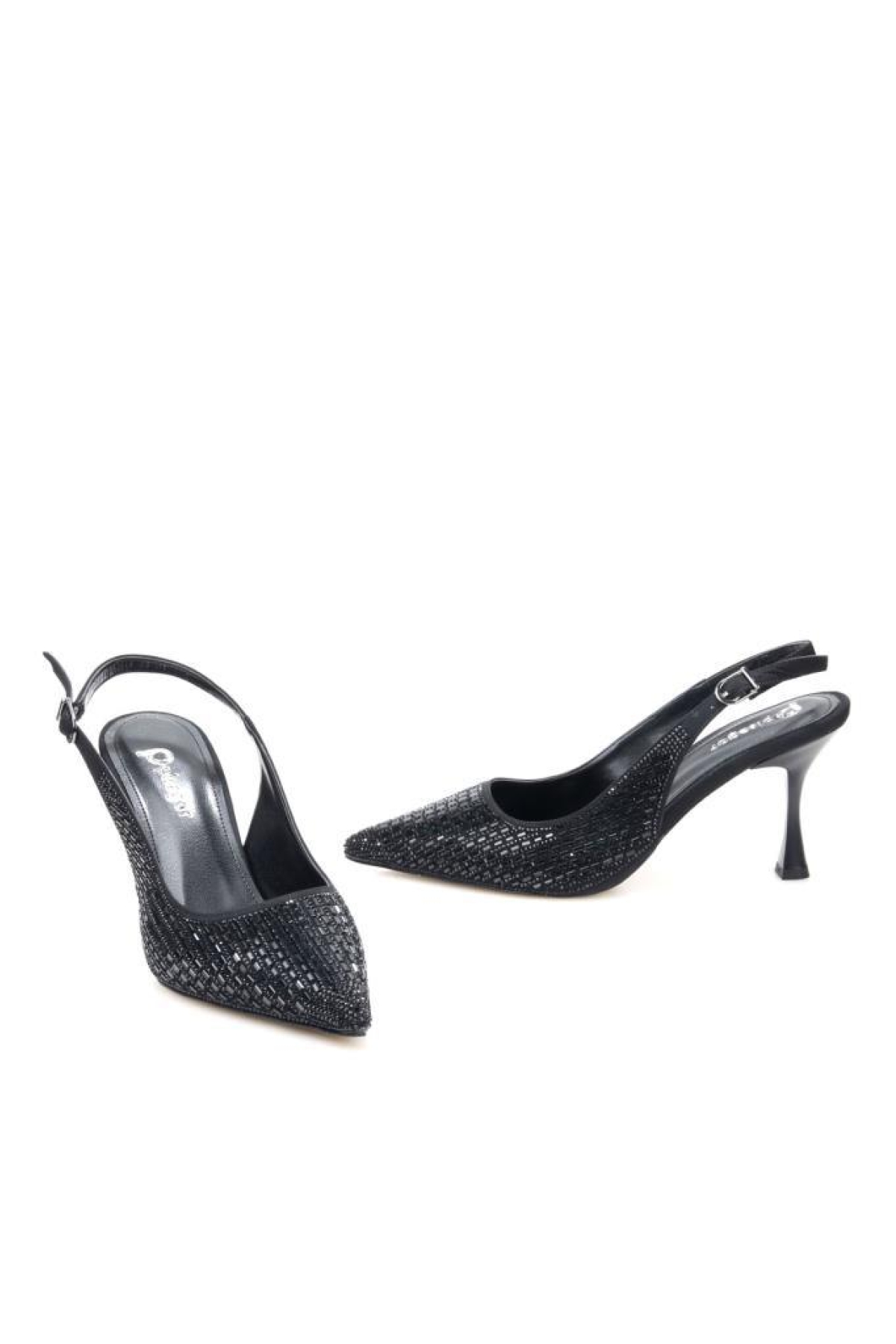 Pisagor Ps-31971 8 Cm Topuklu Kadın Taşlı Arkası Açık Stiletto Abiye Ayakkabı - Görsel 4