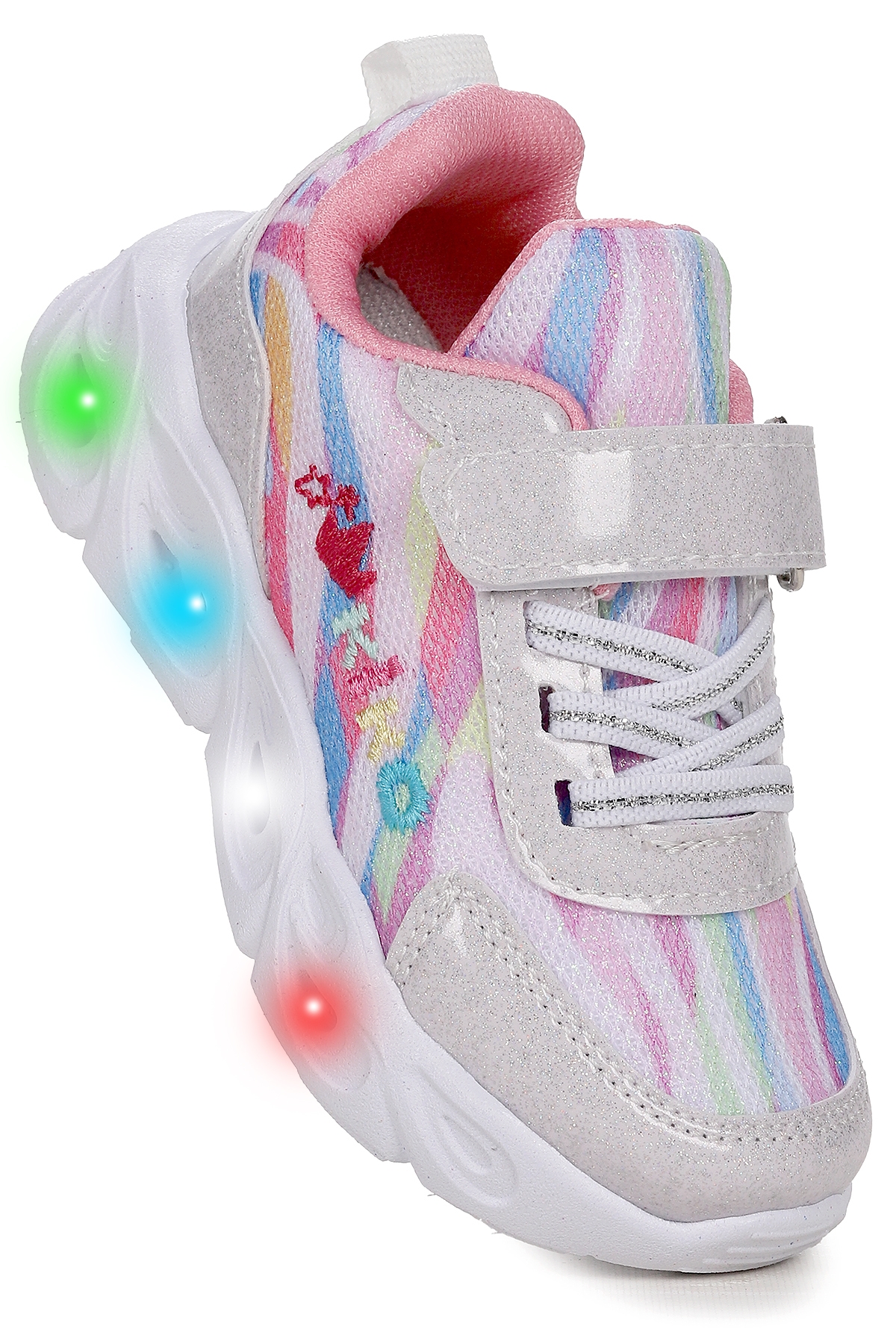 Teno Cırtlı Işıklı Kız Bebek Spor Ayakkabı Beyaz - Görsel 4