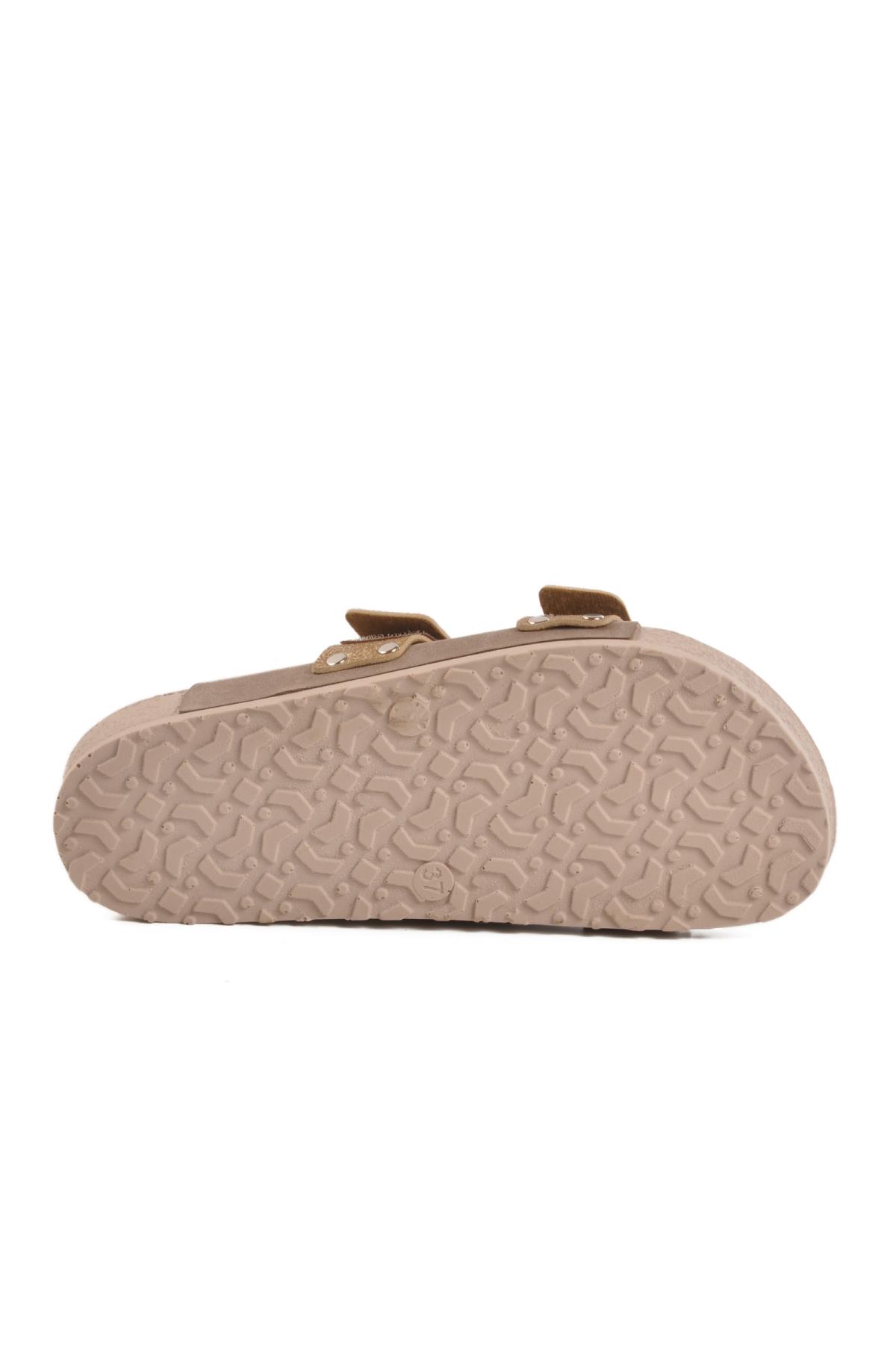 20-009 Z Altın Simli Vizon Kadın Anatomik Terlik - Görsel 6