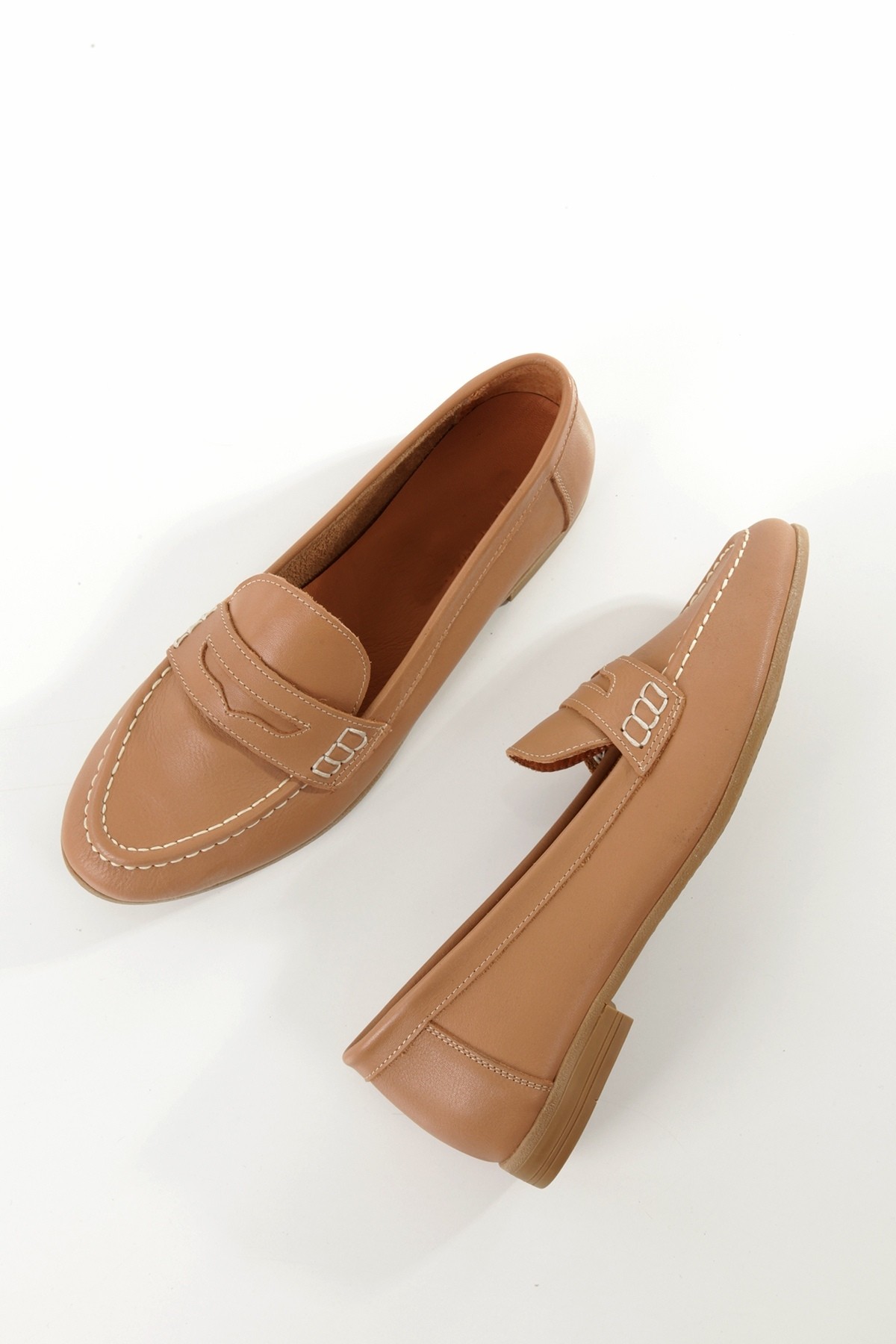 Sanra Bisküvi Rengi Hakiki Deri Yumuşak Babet Maskulen Ayakkabı - Görsel 5