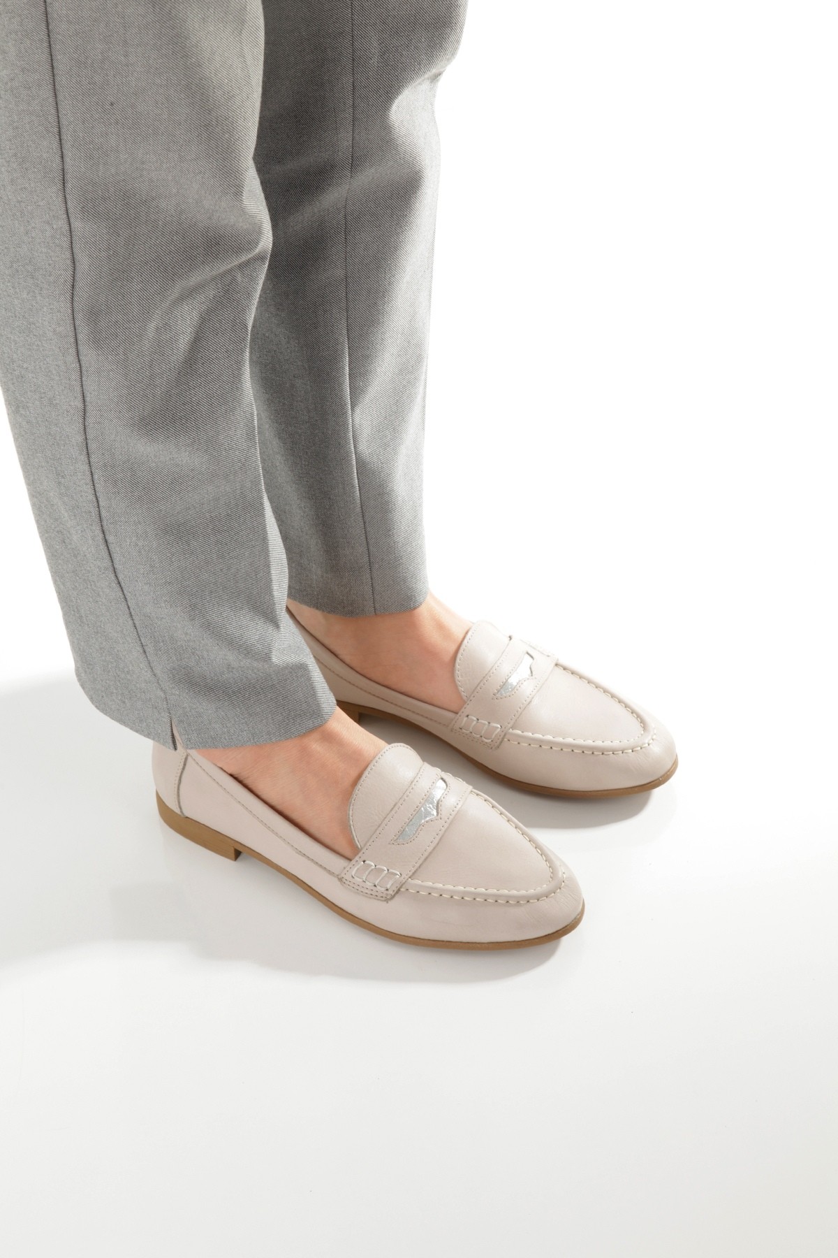 Sanra Ten Rengi Hakiki Deri Yumuşak Babet Maskulen Ayakkabı - Görsel 2