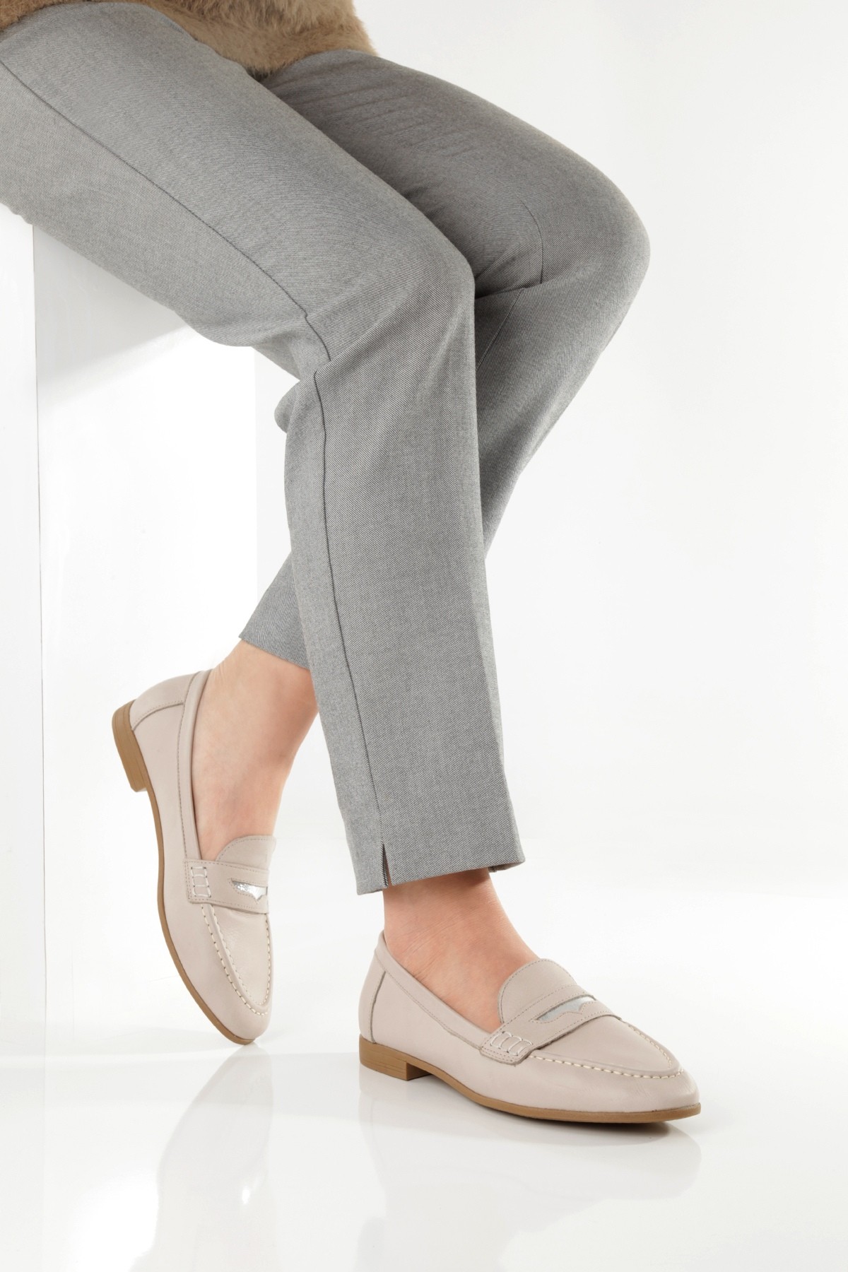 Sanra Ten Rengi Hakiki Deri Yumuşak Babet Maskulen Ayakkabı - Görsel 6