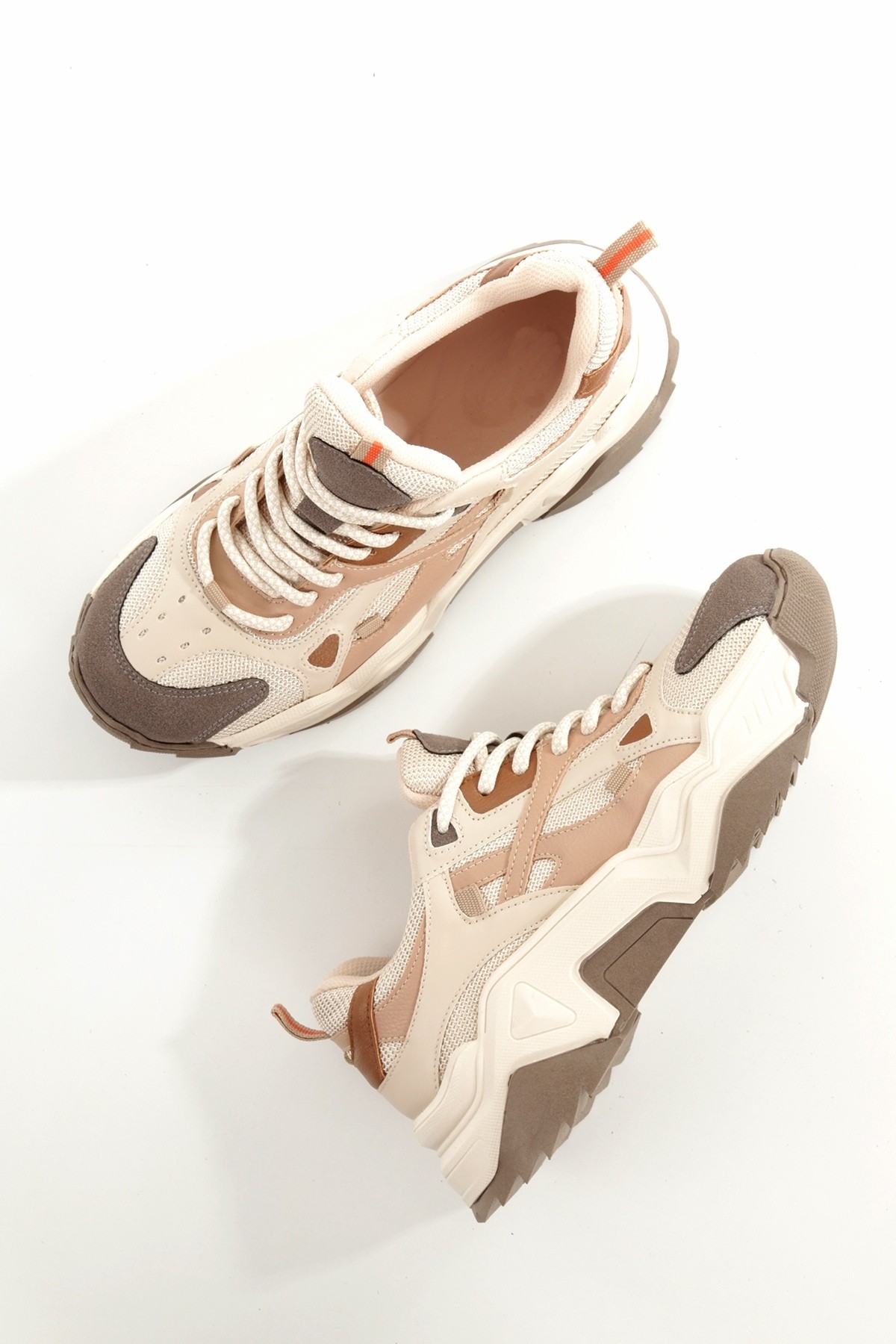 Muca Krem Kahve Sneaker Kalın Tabanlı Spor Ayakkabı - Görsel 3