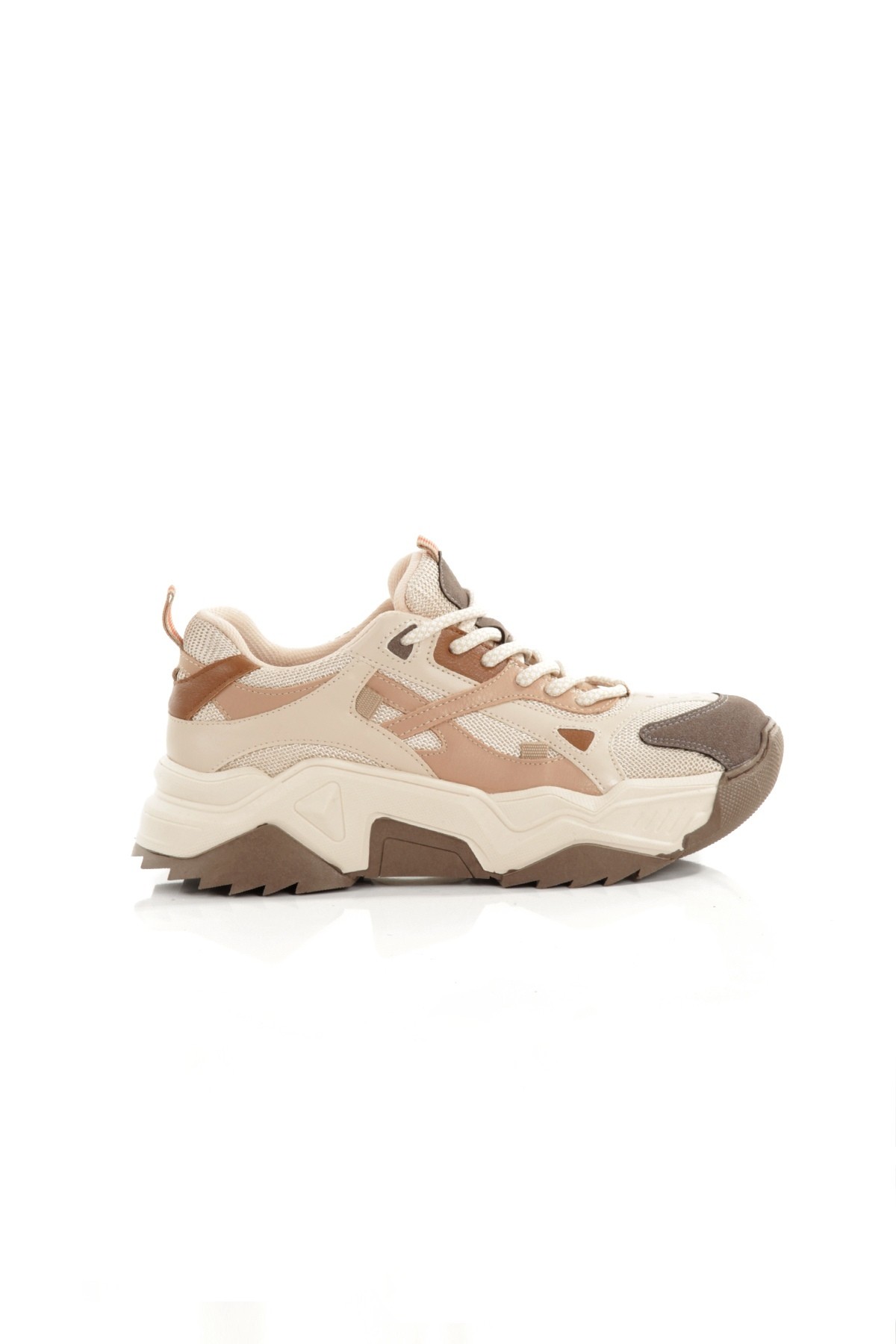 Muca Krem Kahve Sneaker Kalın Tabanlı Spor Ayakkabı - Görsel 5