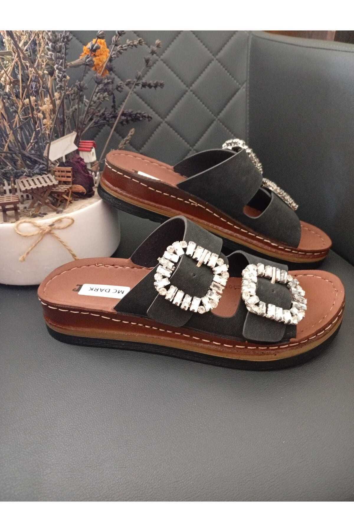 37145 DOLGU TOPUKLU OROTPEDİK DİKİŞLİ TABAN TAŞLI TERLİK - Görsel 2