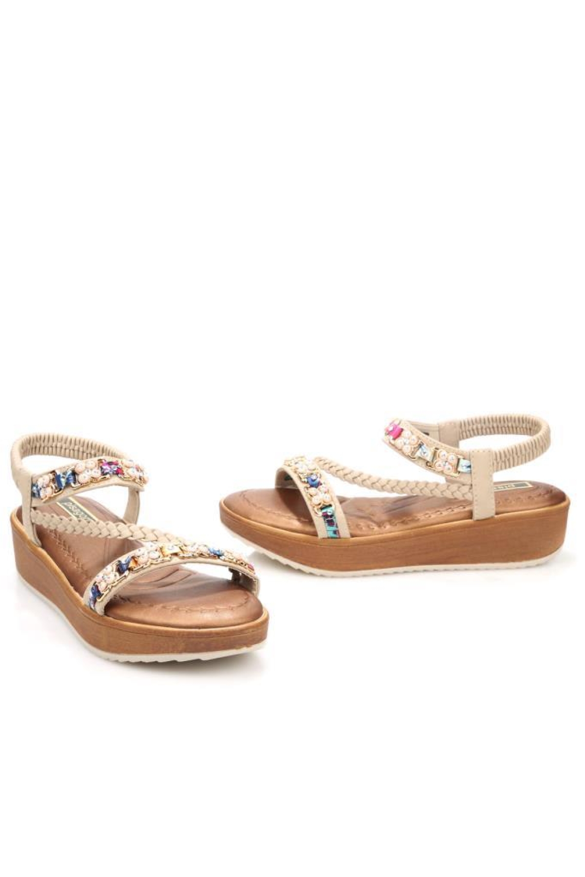 Pisagor 31340 Ortopedik Kadın Günlük Taşlı Sandalet - Görsel 4