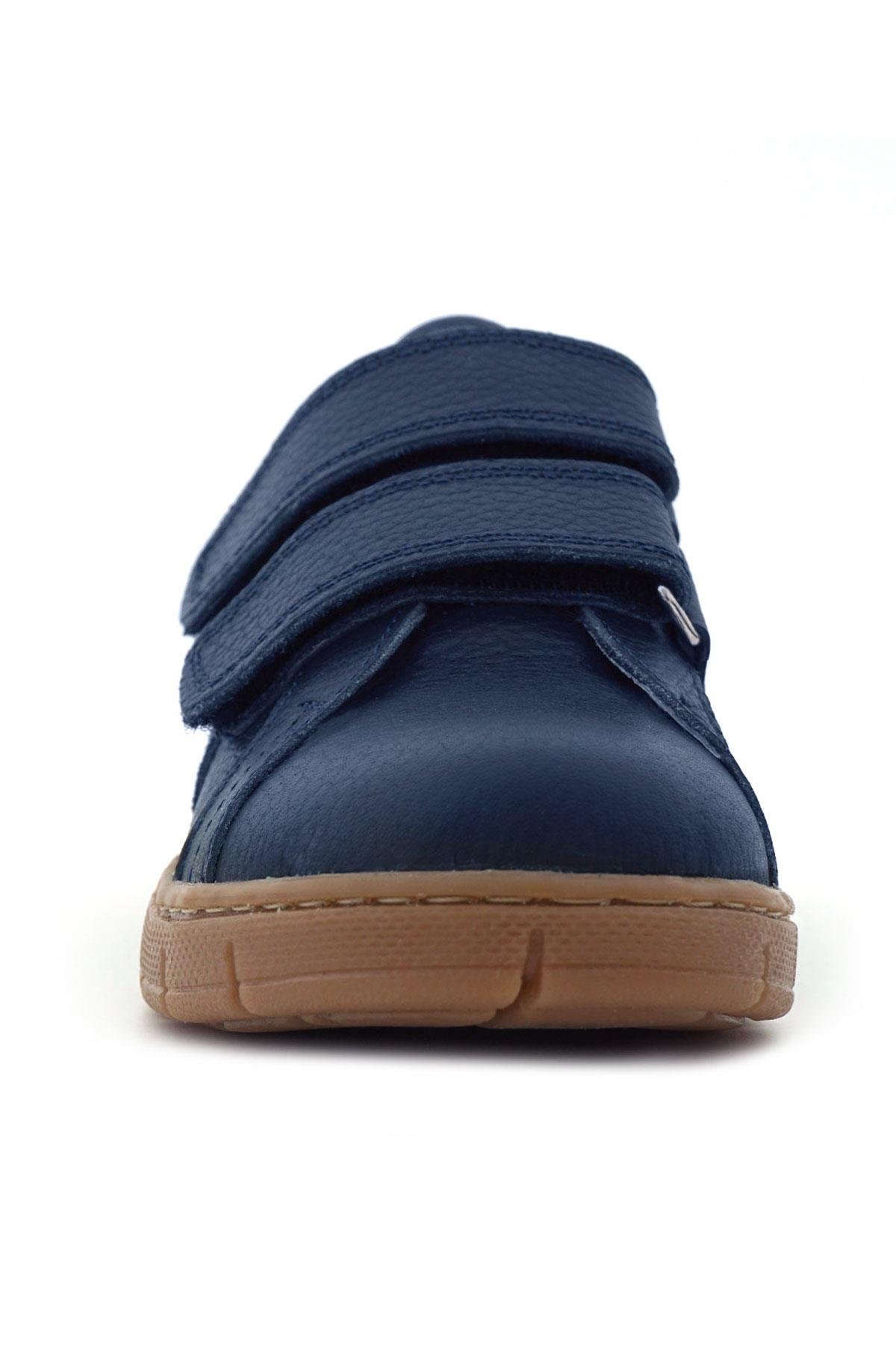 Hakiki Deri Lacivert Cırt Cırtlı Erkek Çocuk Spor Ayakkabı - Görsel 5