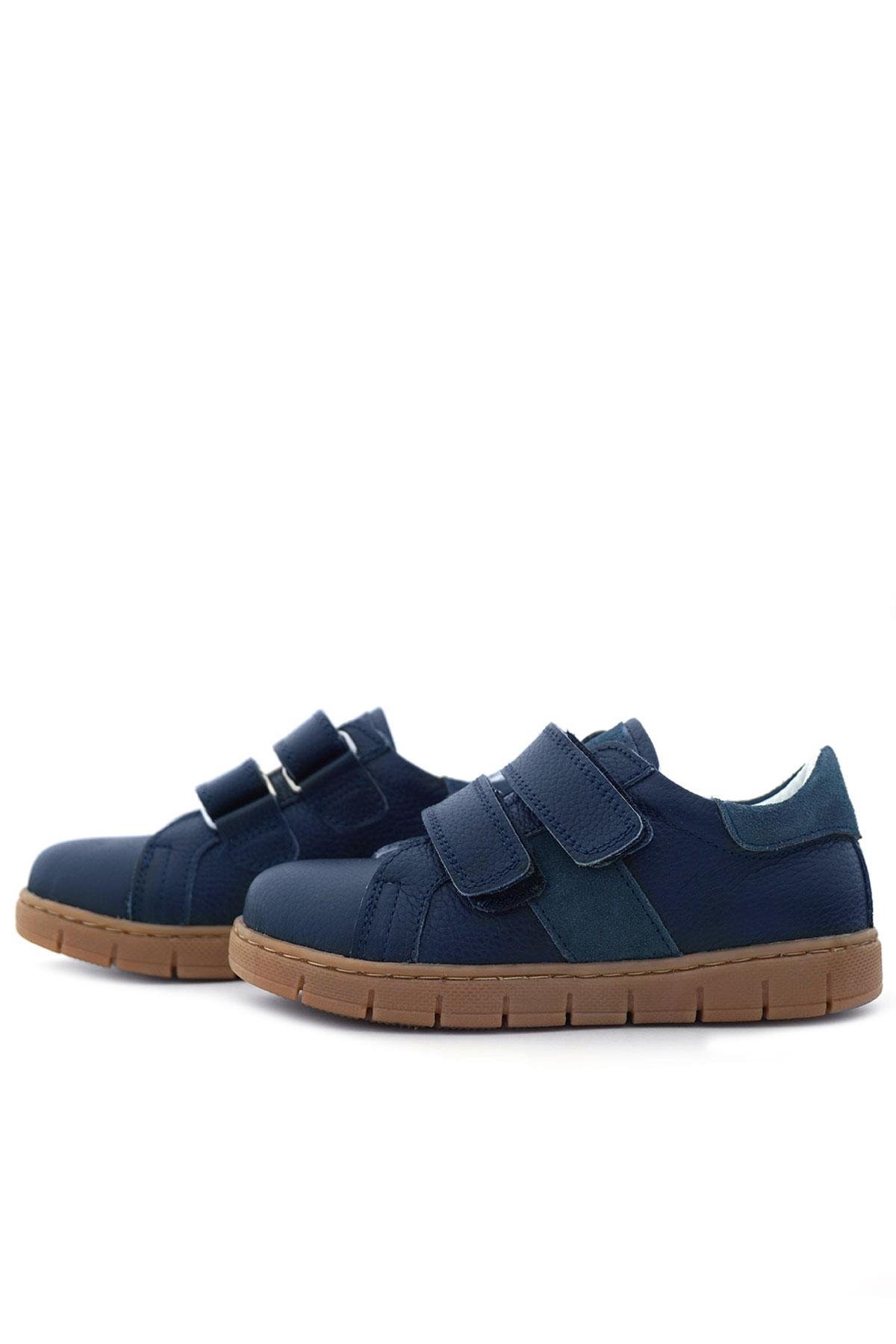 Hakiki Deri Lacivert Cırt Cırtlı Erkek Çocuk Spor Ayakkabı - Görsel 7