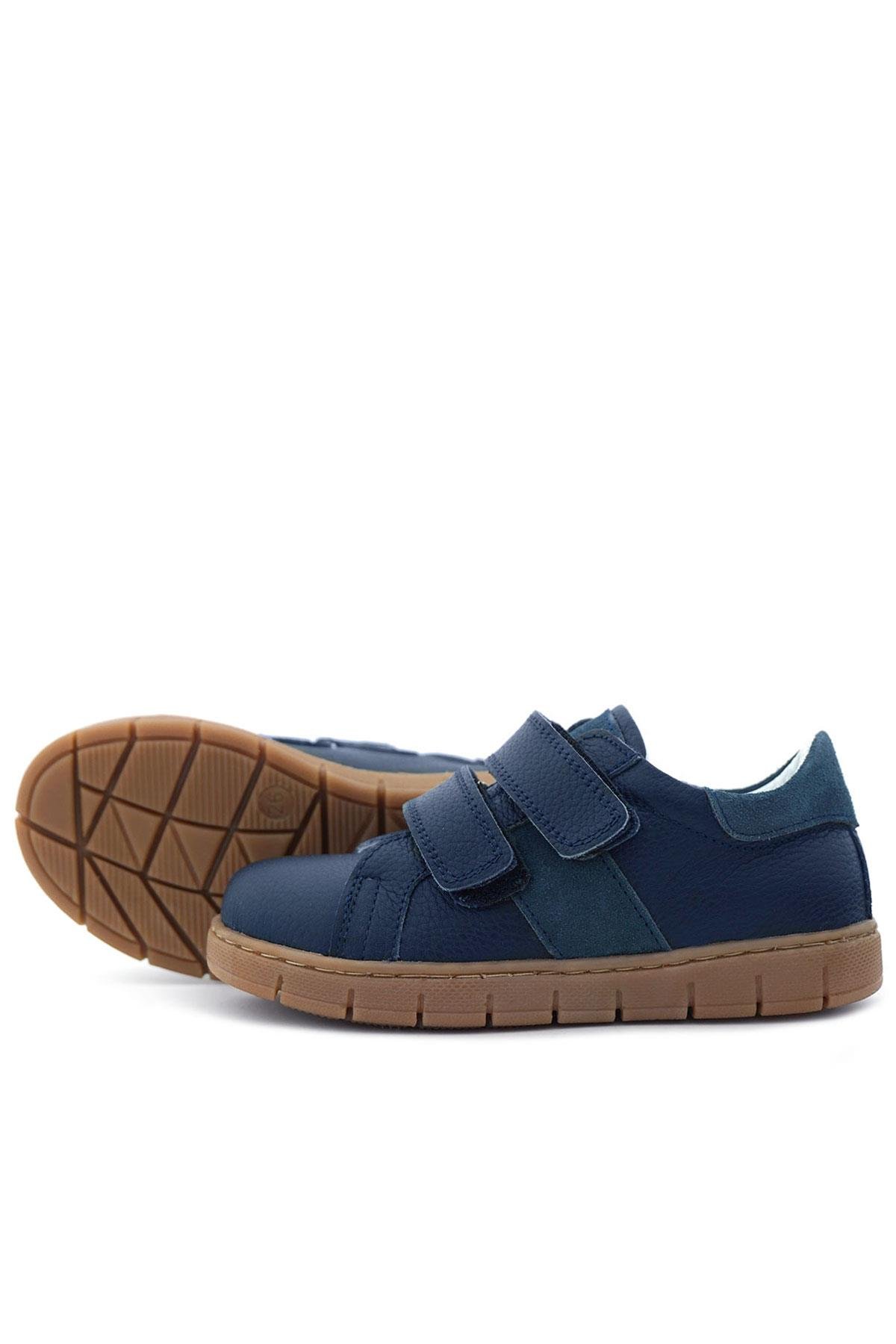 Hakiki Deri Lacivert Cırt Cırtlı Erkek Çocuk Spor Ayakkabı - Görsel 8