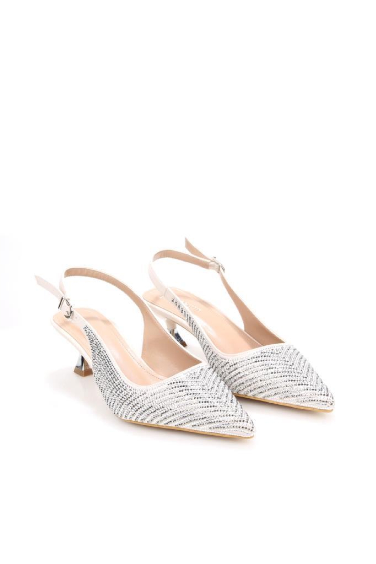 Pisagor Ps-32350 Kadın 4 Cm Arkası Açık Taşlı Abiye Stiletto Ayakkabı - Görsel 2