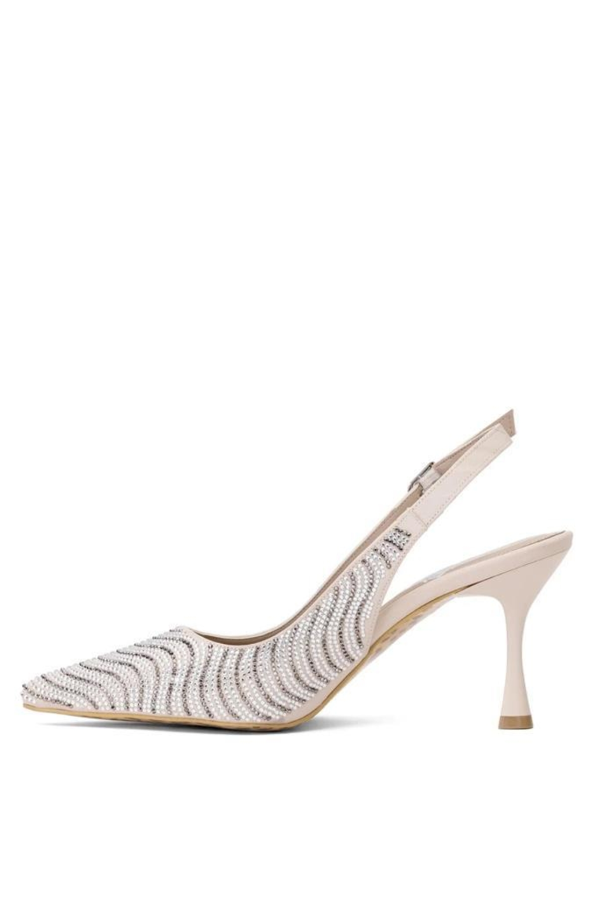 Pisagor Ps-32340 Cm Topuklu Kadın Taşlı Arkası Açık Stiletto Abiye Ayakkabı - Görsel 4