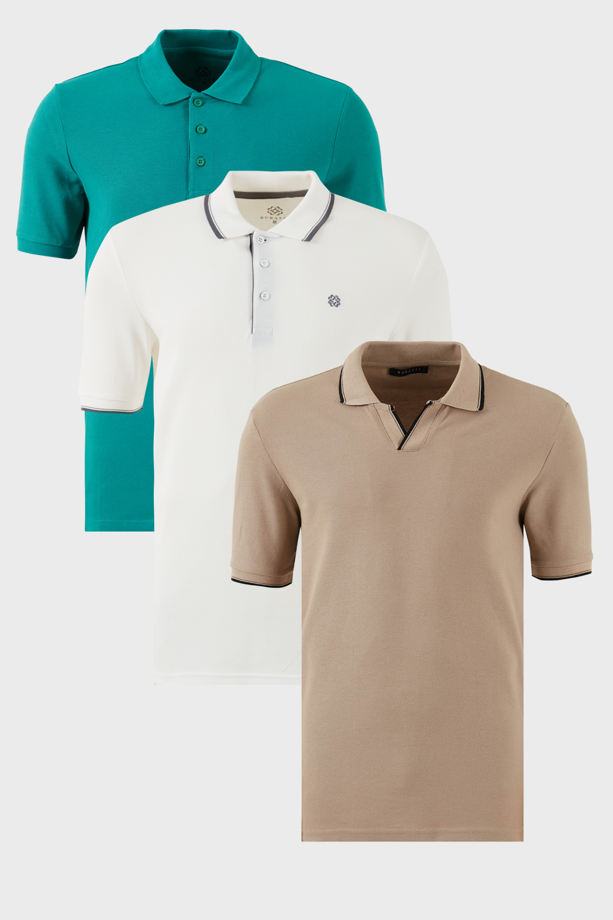 Erkek Polo Yaka T Shirt 59029641827S3 Vizon-Beyaz-Benetton