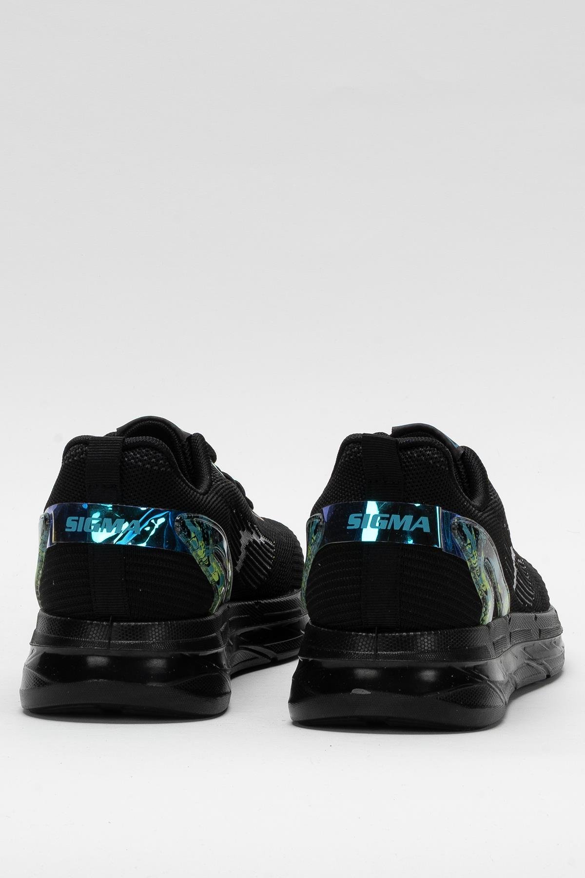 Erkek Triko Sneaker Rahat Hava Alabilen Kokusuz Spor Ayakkabı SİYAH - Görsel 5