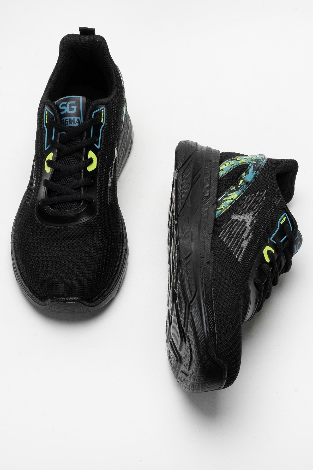 Erkek Triko Sneaker Rahat Hava Alabilen Kokusuz Spor Ayakkabı SİYAH - Görsel 8