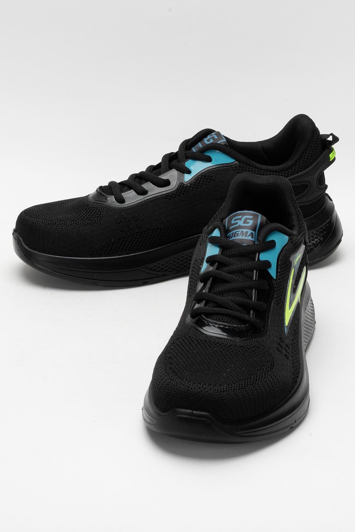 Erkek Triko Sneaker Rahat Hava Alabilen Kokusuz Spor Ayakkabı SİYAH - Görsel 6