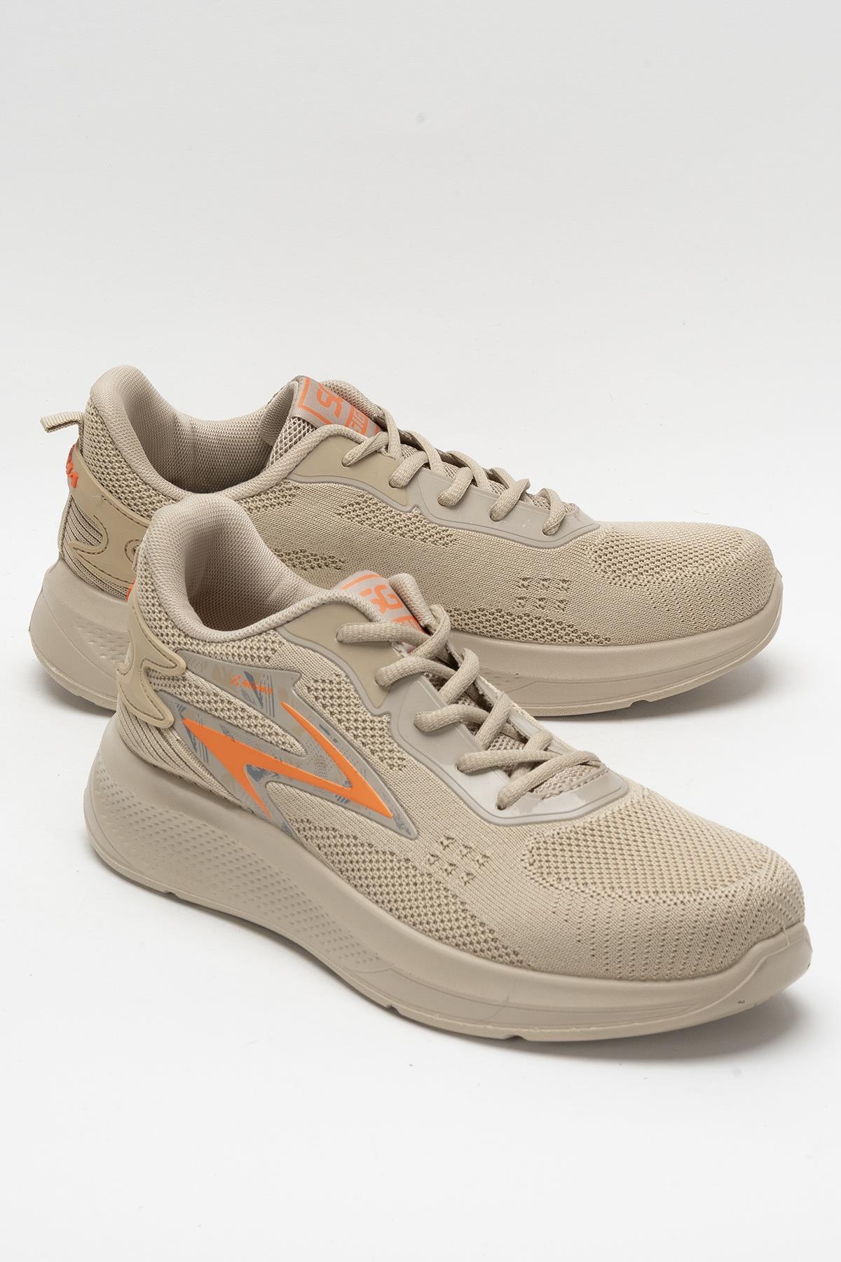 Erkek Triko Sneaker Rahat Hava Alabilen Kokusuz Spor Ayakkabı BEJ - Görsel 3