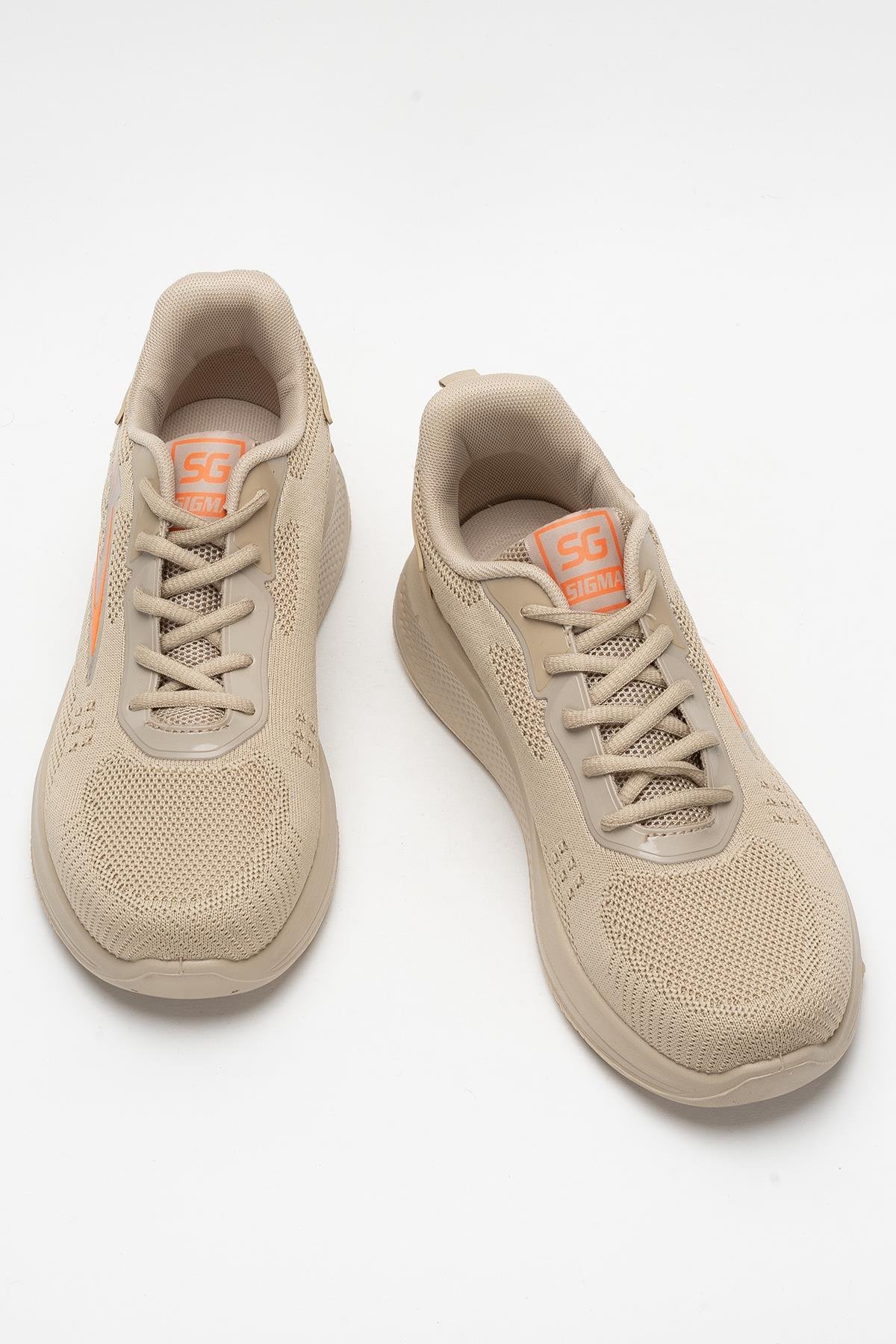 Erkek Triko Sneaker Rahat Hava Alabilen Kokusuz Spor Ayakkabı BEJ - Görsel 7