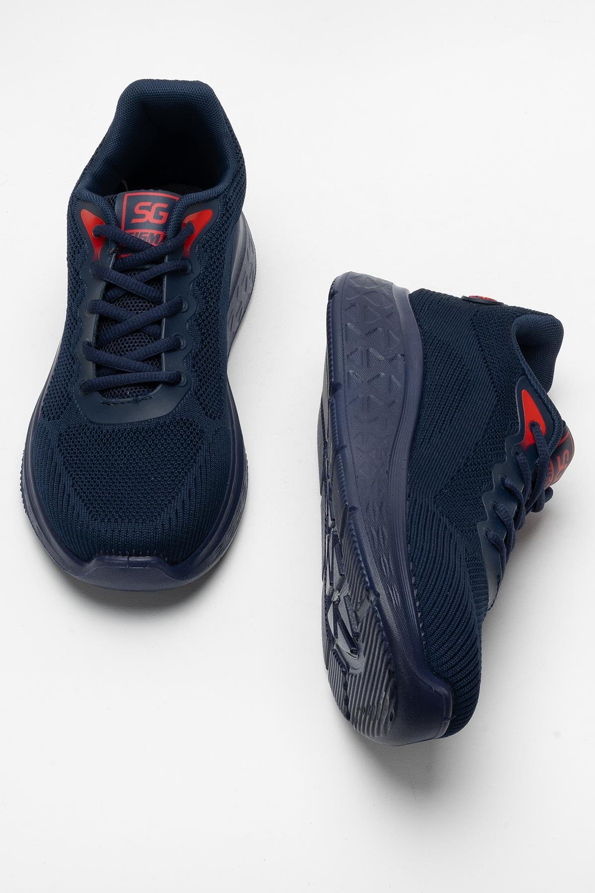 Erkek Triko Sneaker Rahat Hava Alabilen Kokusuz Spor Ayakkabı LACİVERT - Görsel 8