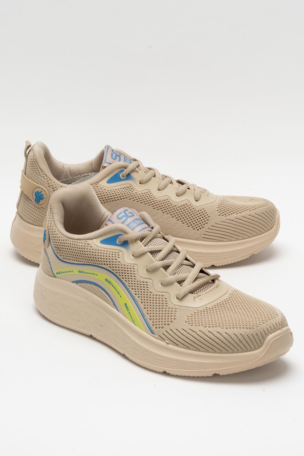 Erkek Triko Sneaker Rahat Hava Alabilen Kokusuz Spor Ayakkabı BEJ - Görsel 3