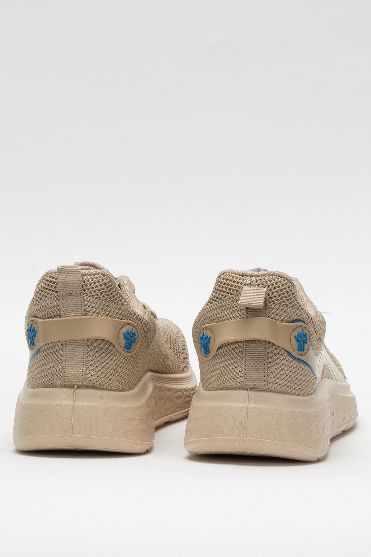 Erkek Triko Sneaker Rahat Hava Alabilen Kokusuz Spor Ayakkabı BEJ - Görsel 5