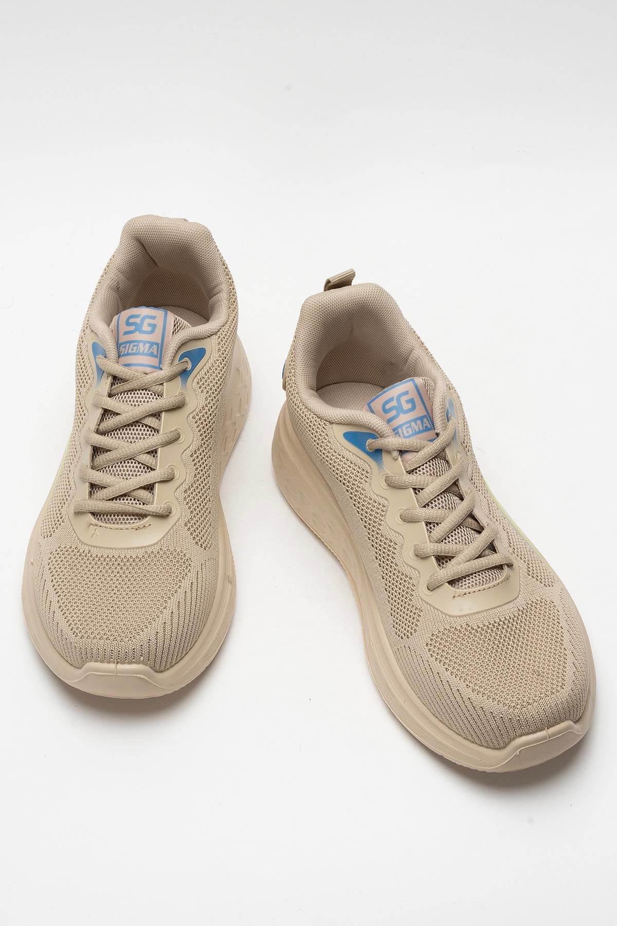 Erkek Triko Sneaker Rahat Hava Alabilen Kokusuz Spor Ayakkabı BEJ - Görsel 7