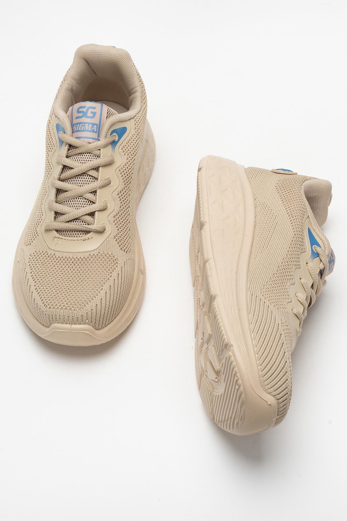 Erkek Triko Sneaker Rahat Hava Alabilen Kokusuz Spor Ayakkabı BEJ - Görsel 8